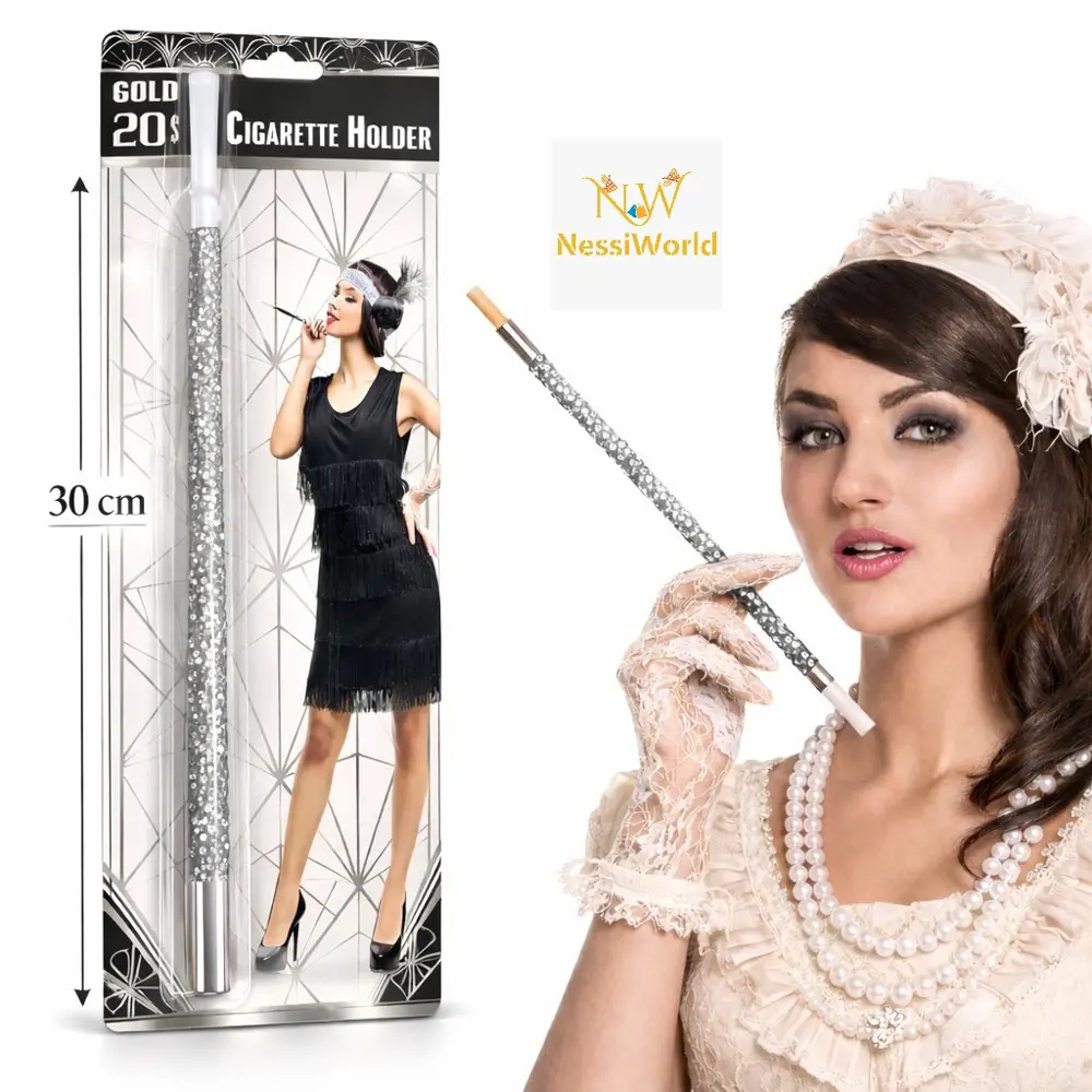 30 cm Gümüş Payetli  Tutacağı – 1920’ler Gatsby Parti Aksesuarı Fiyatı, Yorumları ve Özellikleri