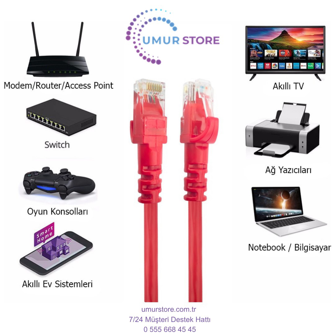 30 cm-Santimetre CAT6 Network-Ağ-Ethernet Kablosu Kırmızı 30 cm-Santimetre CAT6 Network-Ağ-Ethernet Kablosu Kırmızı