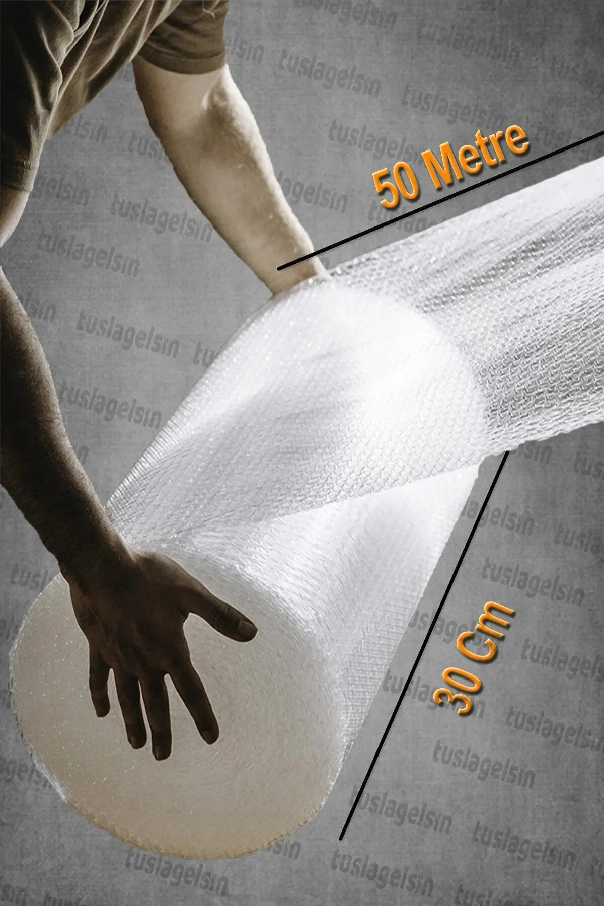 30 cm x 50  Metre Ambalaj Poşeti Balonlu Havalı Naylon Patpat Taşıma Taşınma Poşeti Naylonu