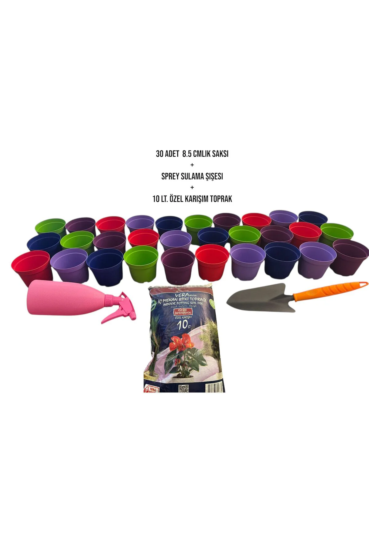 30 Farklı Tohum Seti + Saksı + Toprak + Ekipmanlı Tam Set