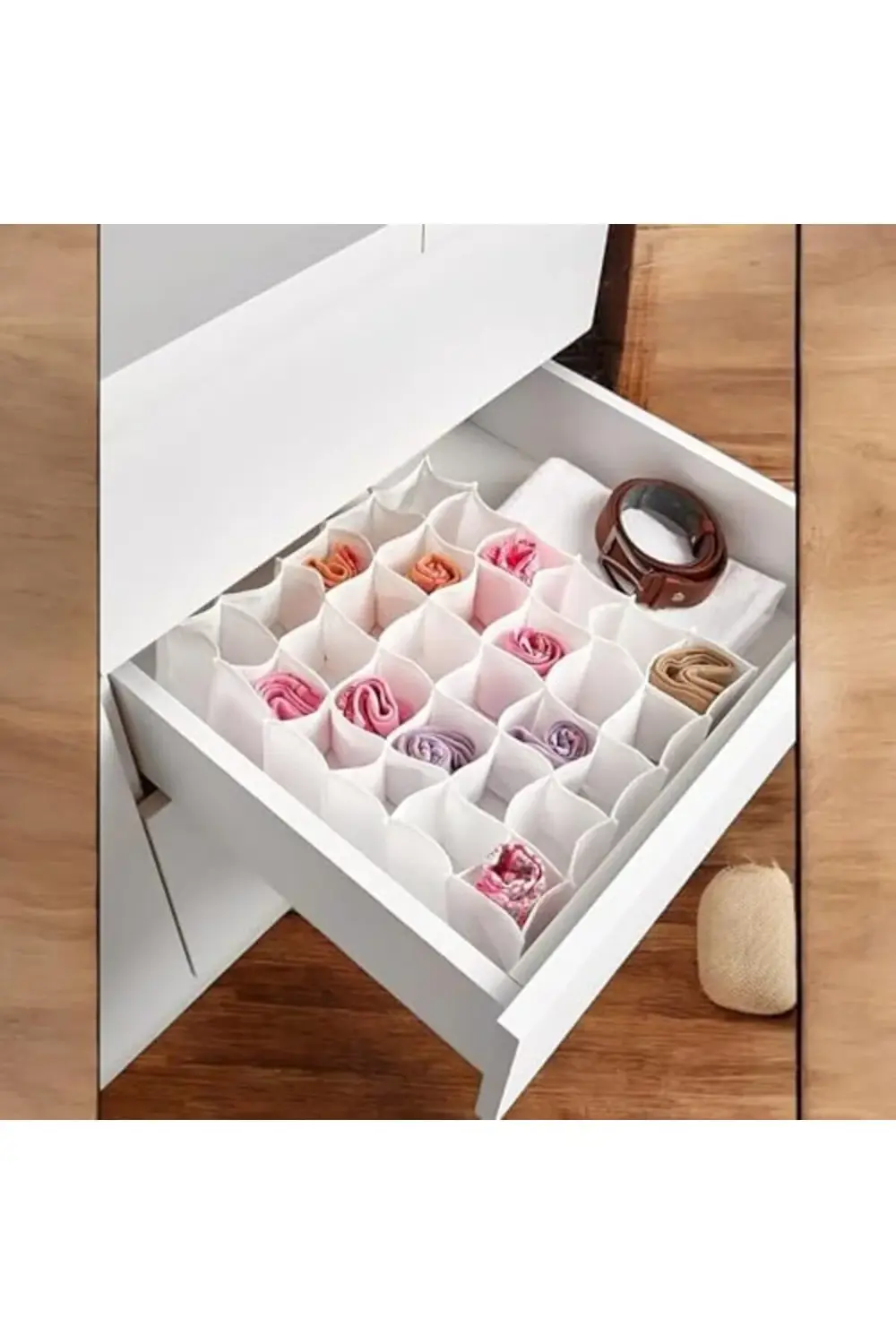 30 Gözlü Petek Organizer Çekmece İçi Çorap Kemer İç Çamaşırı Düze