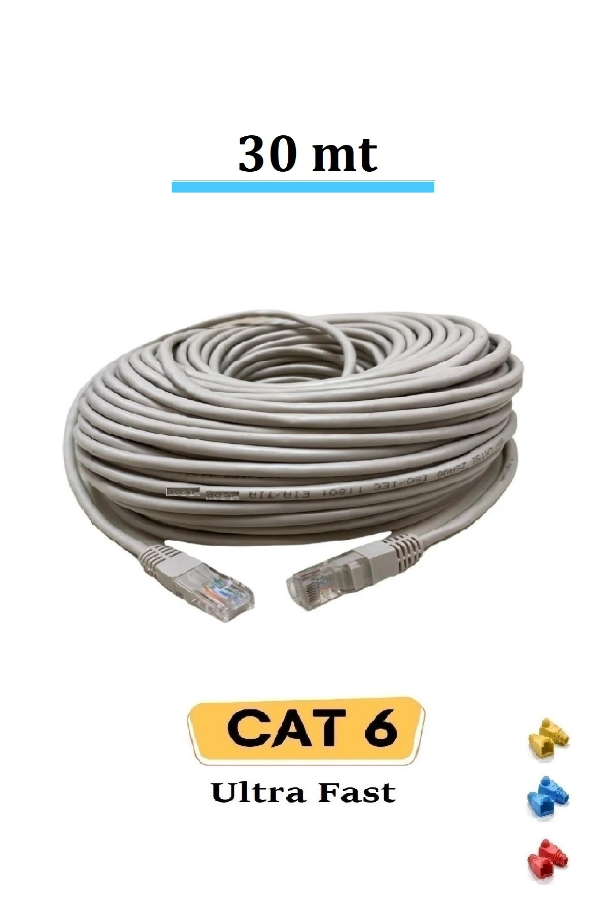 30 Metre Cat6 İnternet Ethernet Kablosu EzRj45 Cat 6 Utp Patch Ka