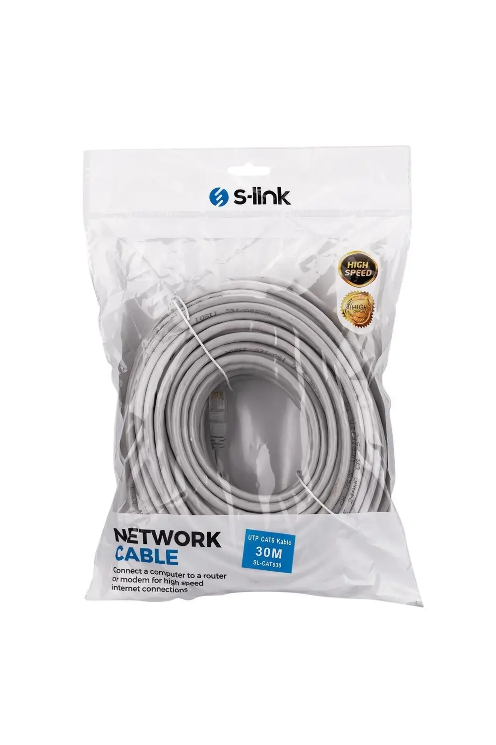 30 Metre Cat6 Kablo Gri Utp Patch Gri Ethernet Kablosu