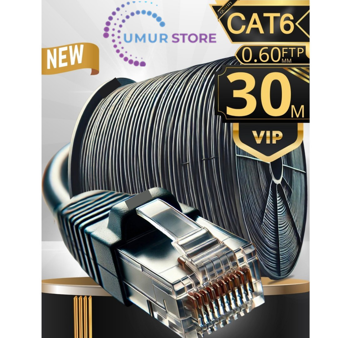 30 Metre Internet Kablosu/ftp 0,60MM Cat6 23AWG/İKI Kat Korumalı/