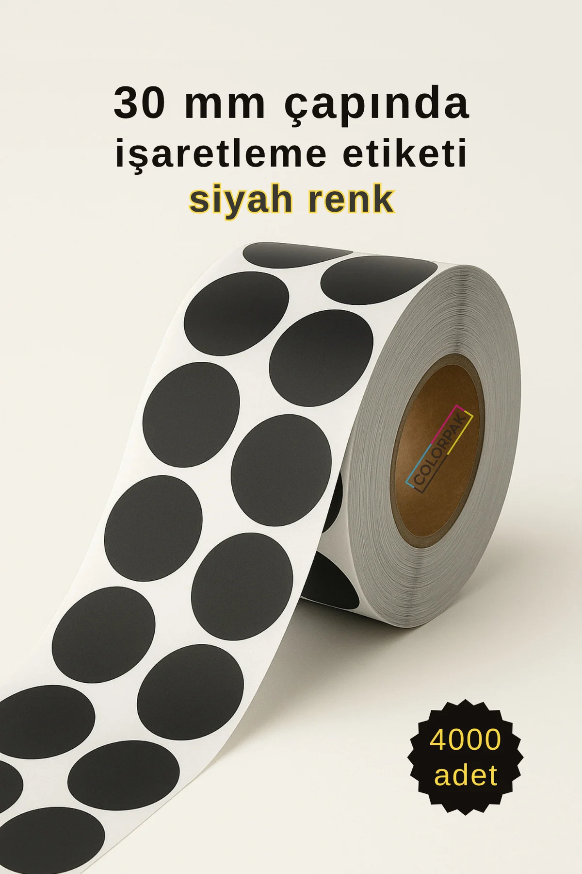 30 mm Nokta Etiket Siyah 4000 adet İşaretleme Etiketi 30 mm Nokta Etiket Siyah 4000 adet İşaretleme Etiketi