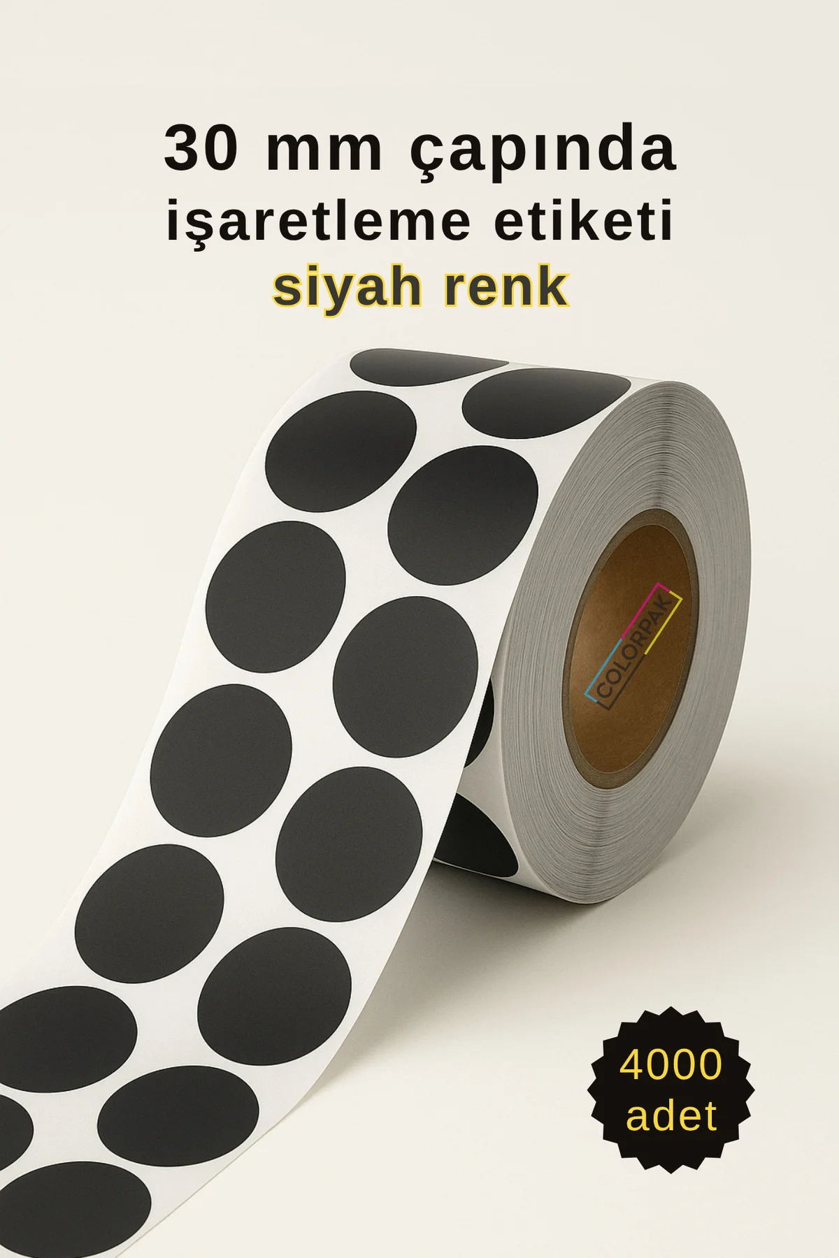 30 mm Nokta Etiket Siyah 4000 adet İşaretleme Etiketi