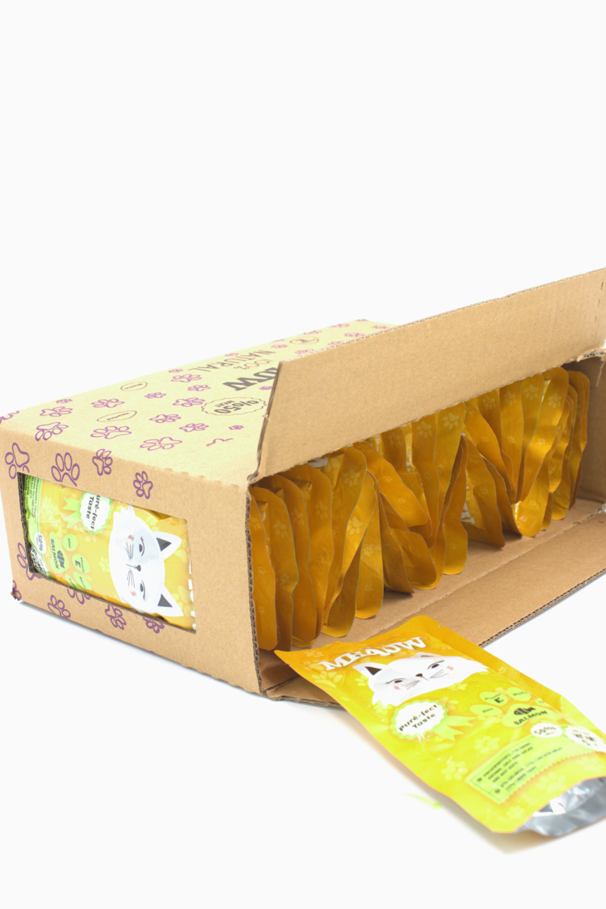 30 Paket Mhauw Kediler İçin Somonlu Ödül Mama Püre 80 Gr