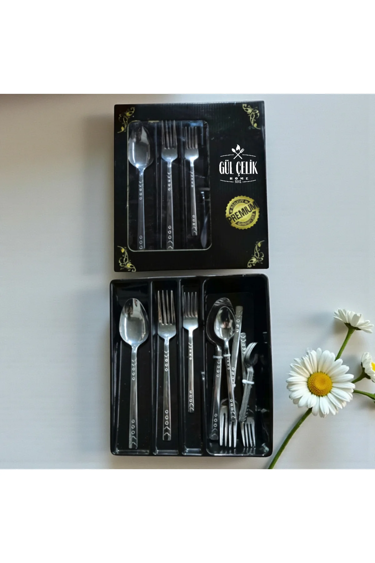 30 Parça 6 Kişilik Çatal Kaşık Seti Damla Model 18/0 Kalite Kutul