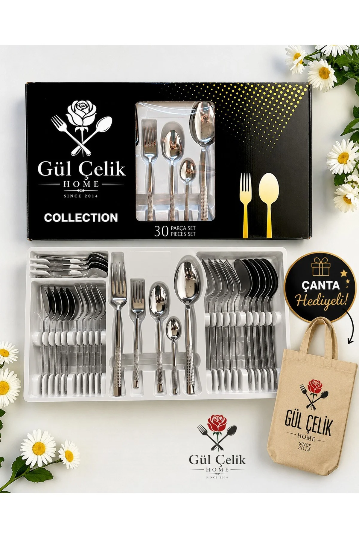 30 Parça 6 Kişilik Çatal Kaşık Seti Hasır Model Kutulu 18/0 Kalit Fiyatı, Yorumları ve Özellikleri