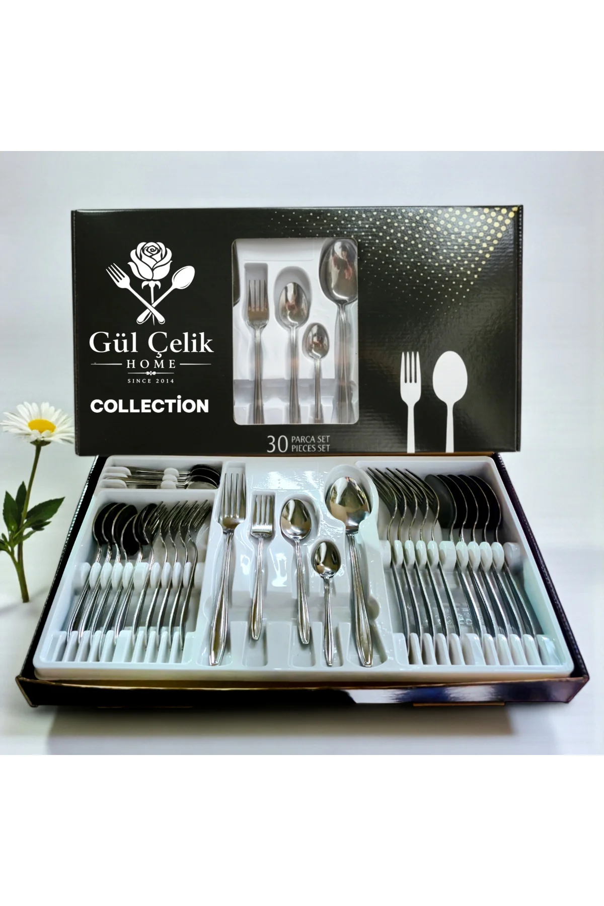 30 Parça 6 Kişilik Çatal Kaşık Takımı Kordon Model Kutulu 18/0 Ka