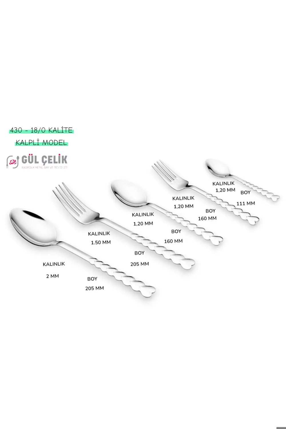 30 Parça 6 Kişilik Çatal Kaşık Takımı Kalpli Model ( KUTULU )