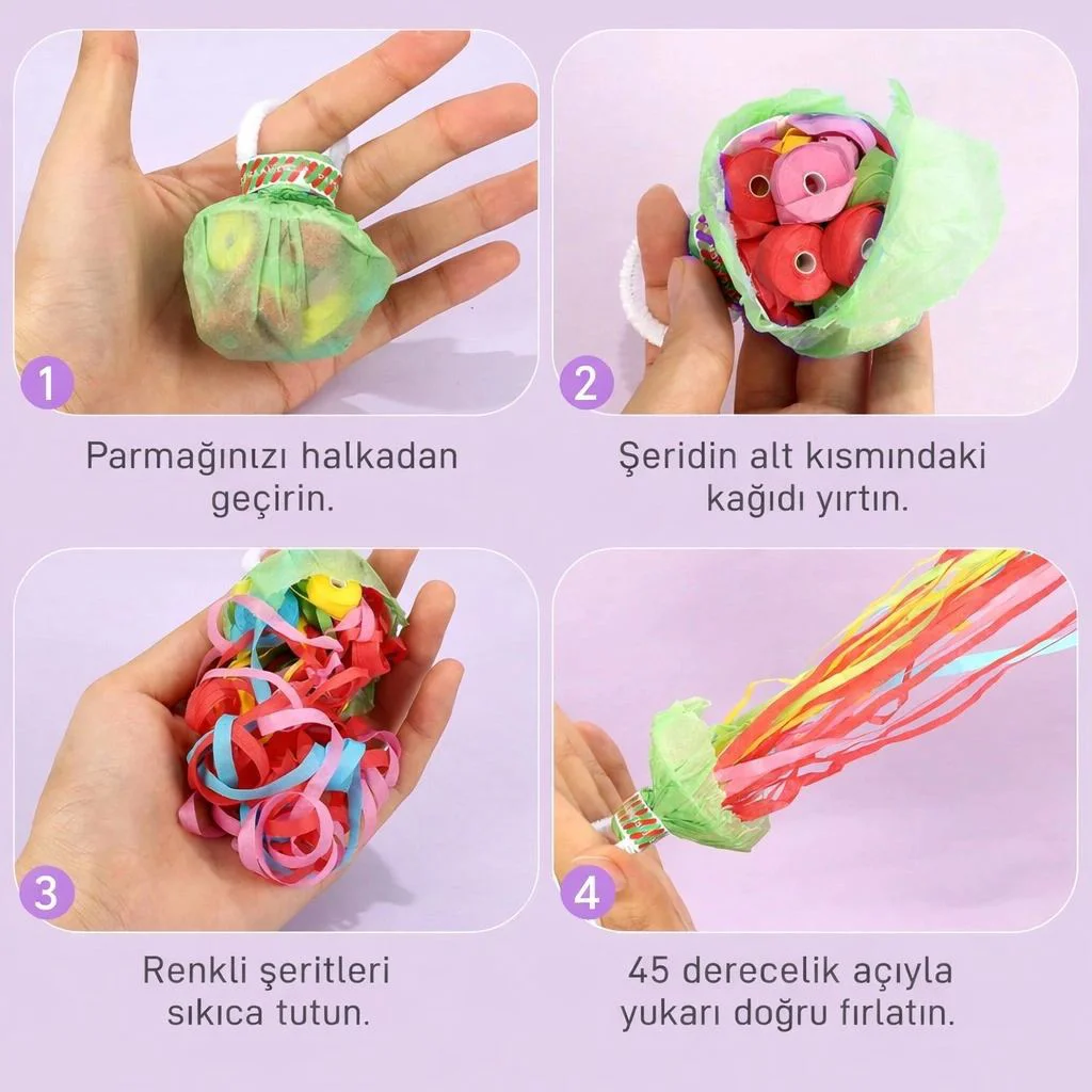 30 Şeritli Elle Atılan Konfeti – 5 Metre Uzayan Renkli Konfeti | Parti & Kutlama Aksesuarı Fiyatı, Yorumları ve Özellikleri
