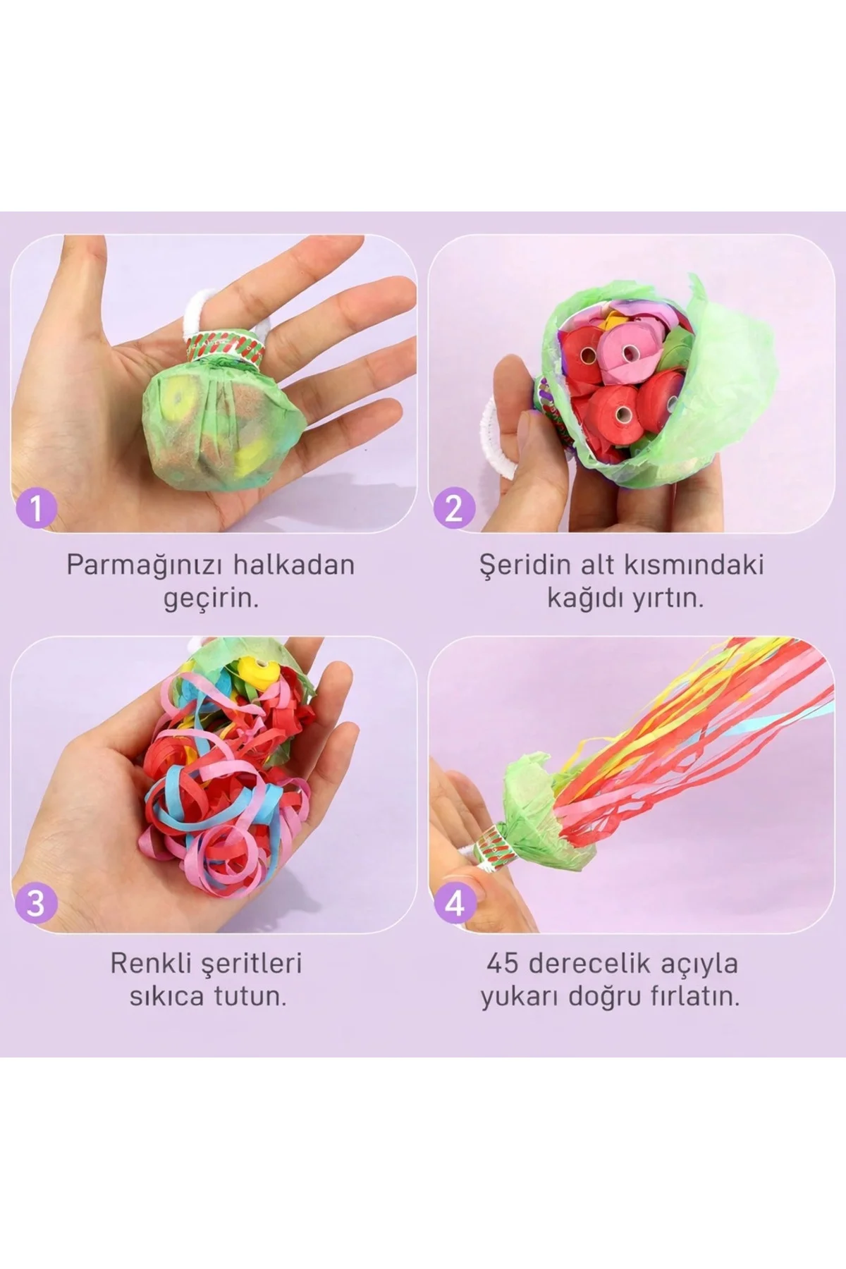 30 Şeritli Renkli Elle Atılan Konfeti – 5 Metre Uzayan Şerit Konfeti 1 Adet 30 Şeritli Renkli Elle Atılan Konfeti – 5 Metre Uzayan Şerit Konfeti 1 Adet - Görsel 3