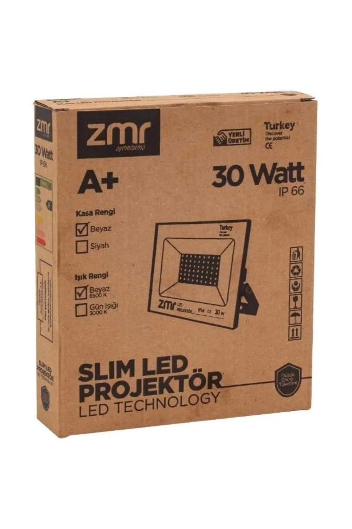 30 WATT 6500K IP66 150* IŞIK AÇISI 220 VOLT SİYAH SLİM KASA LED PROJEKTÖR