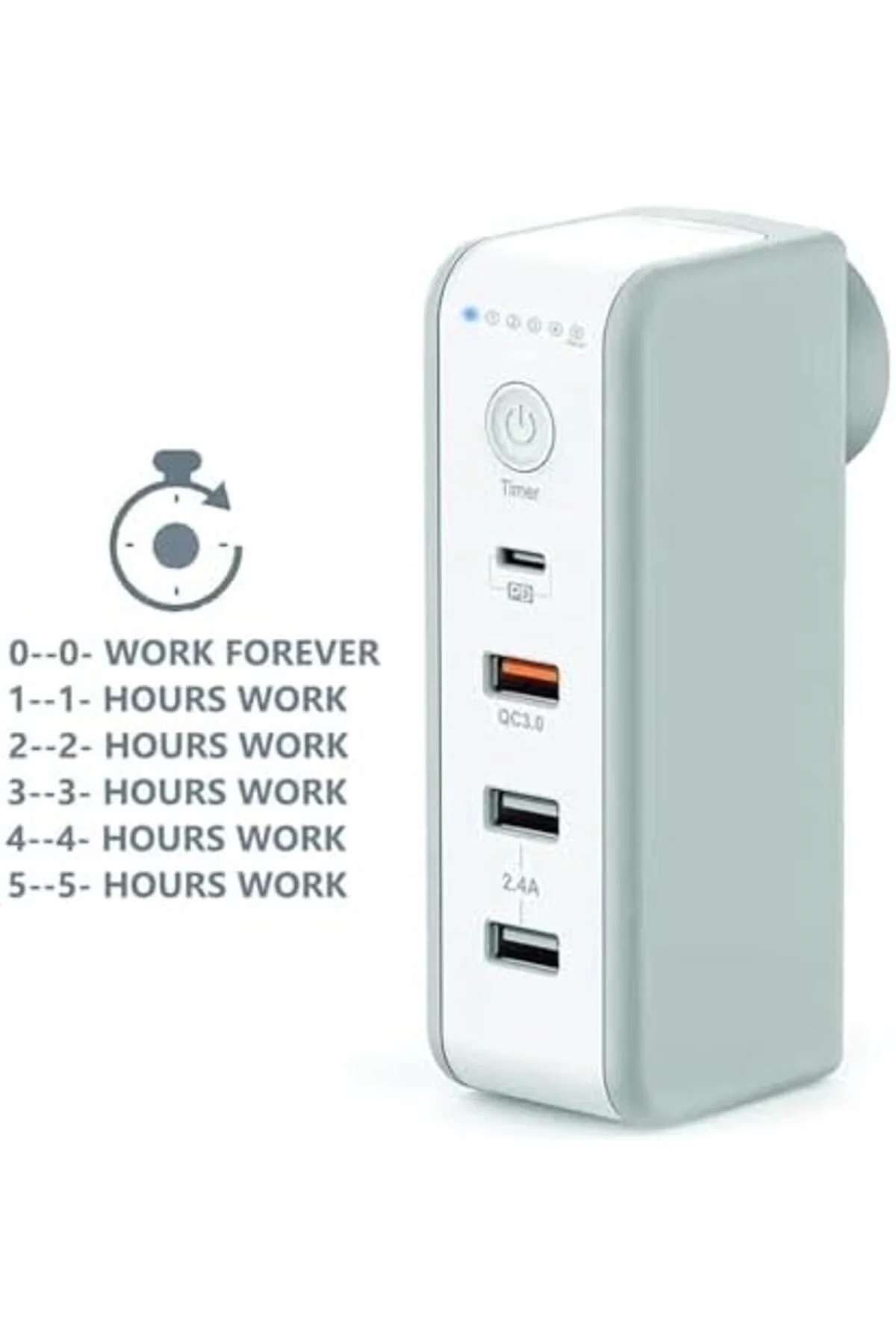 30 WATT PD18W Zaman Ayarlı USB Çıkışlı Priz 180 Derece Döndürüleb 30 WATT PD18W Zaman Ayarlı USB Çıkışlı Priz 180 Derece Döndürüleb