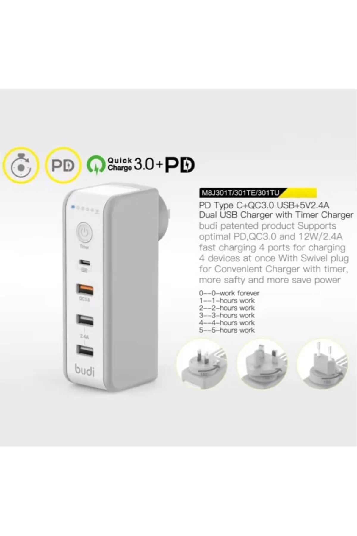 30 WATT PD18W Zaman Ayarlı USB Çıkışlı Priz 180 Derece Döndürüleb 30 WATT PD18W Zaman Ayarlı USB Çıkışlı Priz 180 Derece Döndürüleb
