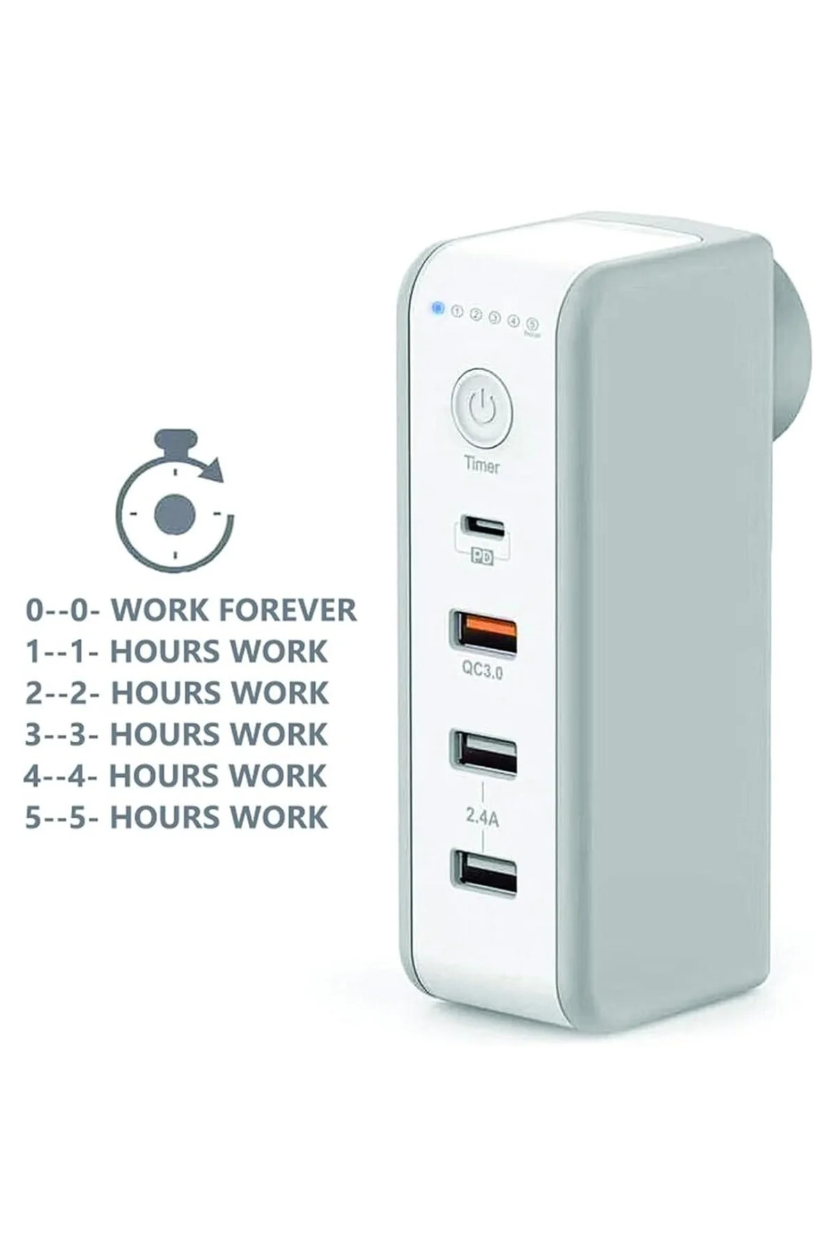 30 WATT PD18W Zaman Ayarlı USB Çıkışlı Priz 180 Derece Döndürüleb 30 WATT PD18W Zaman Ayarlı USB Çıkışlı Priz 180 Derece Döndürüleb