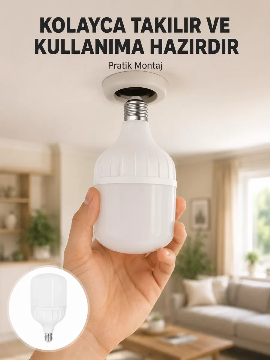 30 Watt Şarjlı LED Ampul - Acil Durumda Güvenilir Aydınlatma