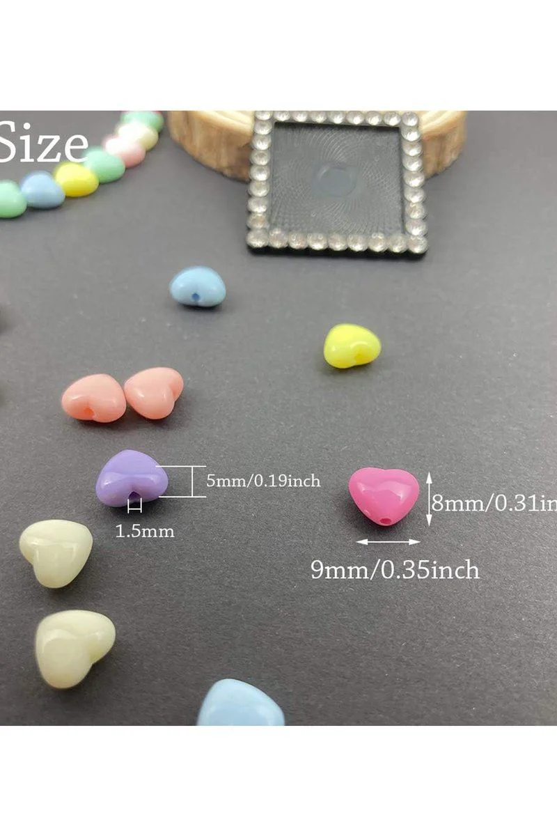 300 Adet Şeker Rengi Akrilik Kalp Boncuk - Pastel Renkli Kolye Bilezik Yapımı Ara Boncuk Fiyatı, Yorumları ve Özellikleri