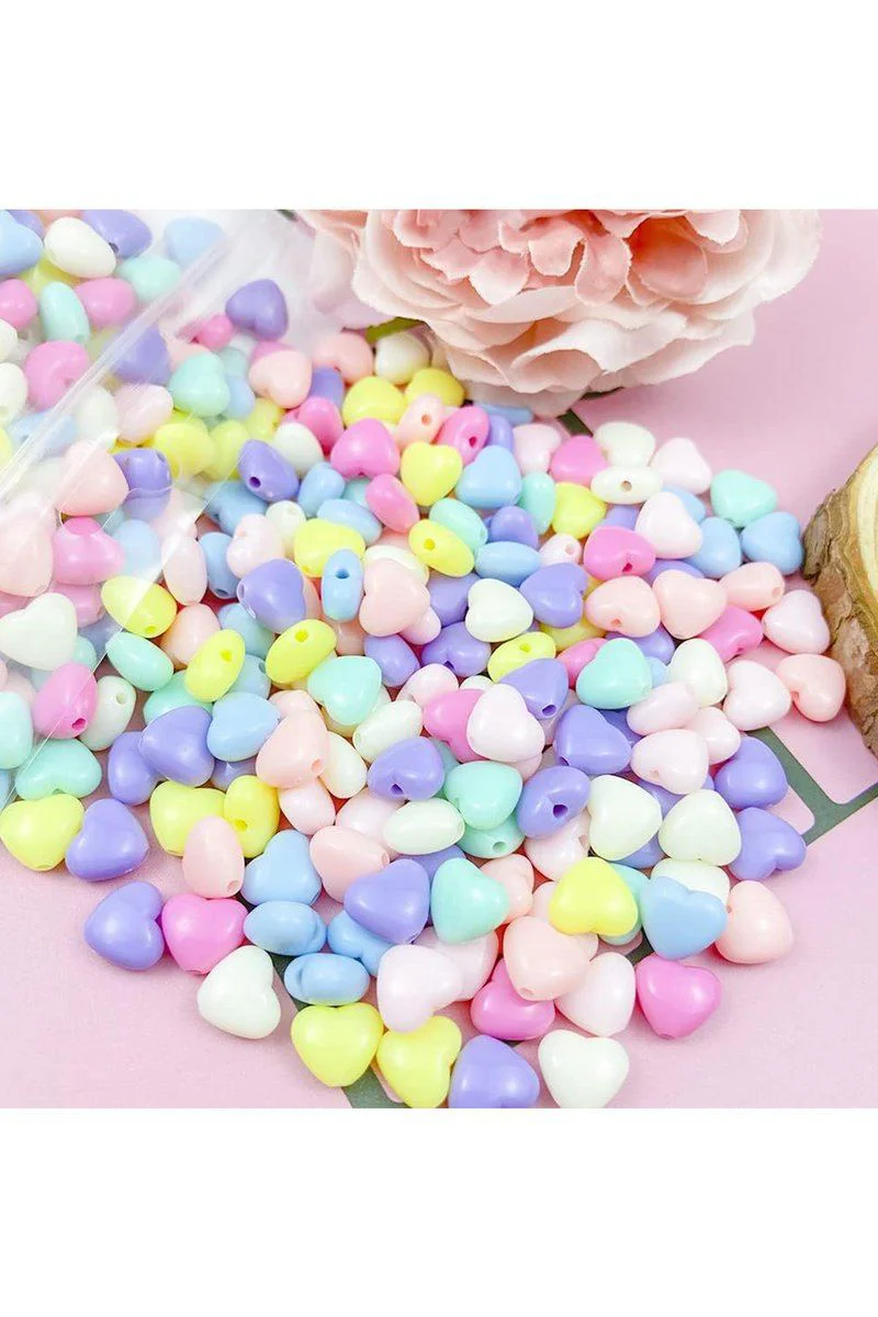 300 Adet Şeker Rengi Akrilik Kalp Boncuk - Pastel Renkli Kolye Bilezik Yapımı Ara Boncuk Fiyatı, Yorumları ve Özellikleri