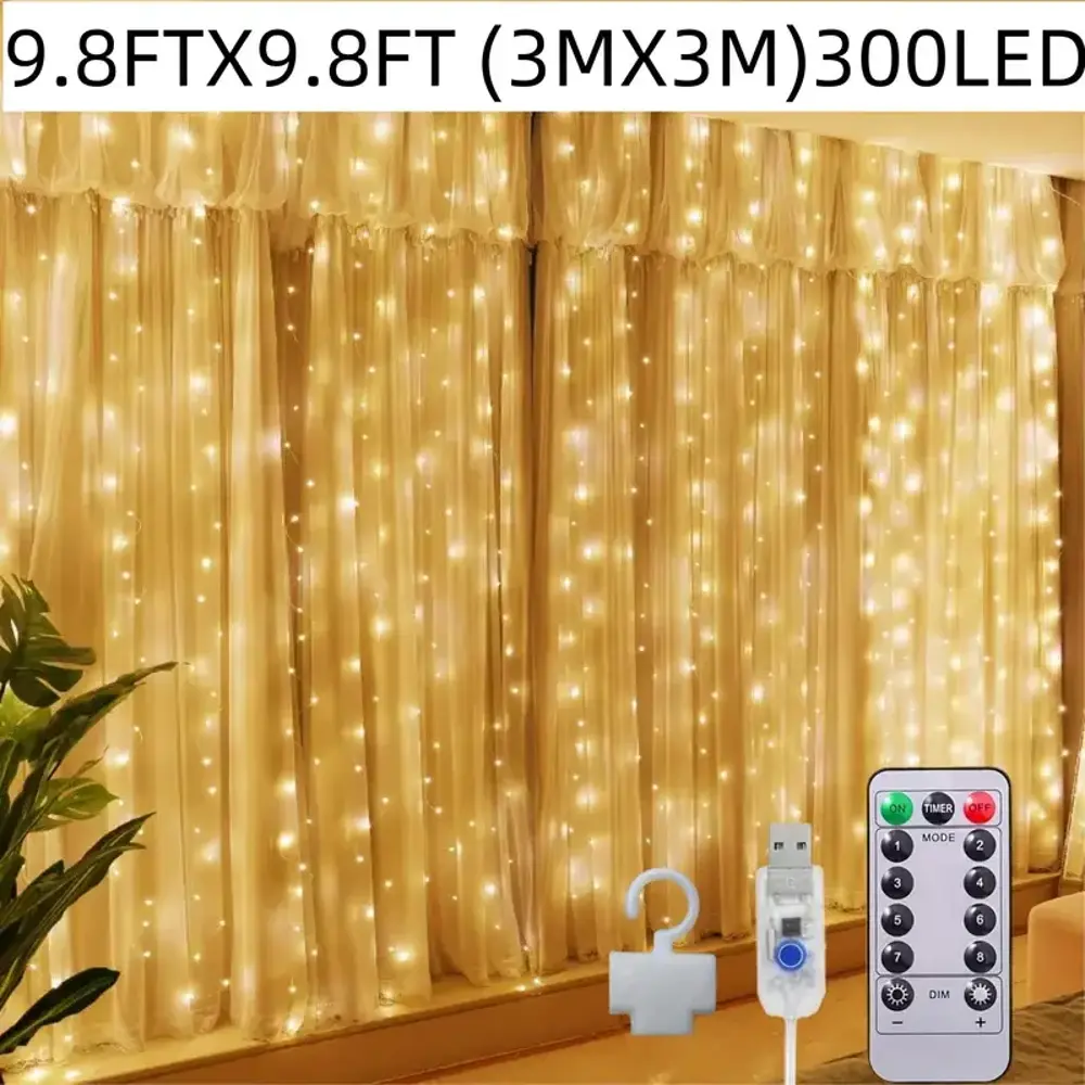 300 Ledli 10 Sarkıt Perde Led Işık-8 Fonksiyon, Uzaktan Kumandalı Fiyatı, Yorumları ve Özellikleri