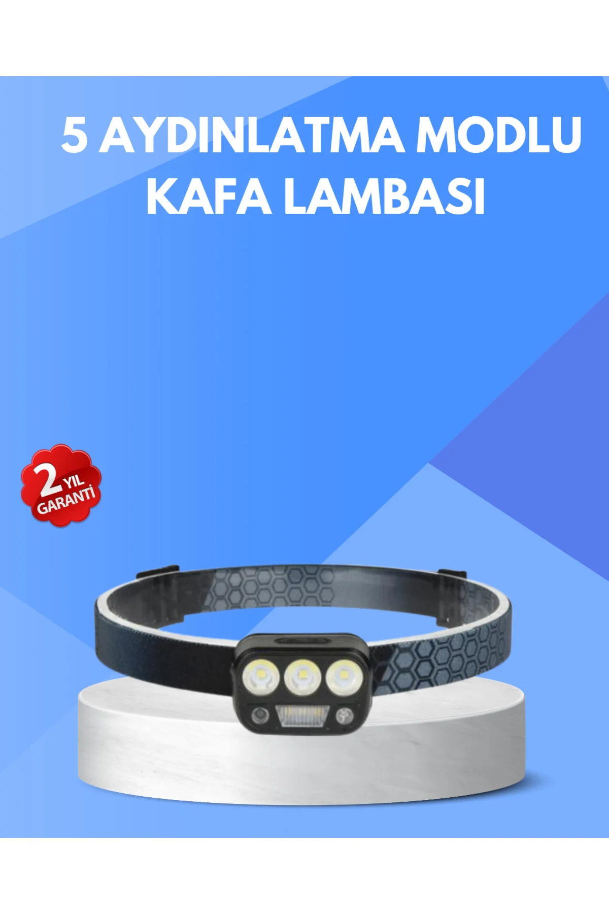 300 Lümen Sensörlü LED Kafa Lambası USB Şarjlı SOS Modlu