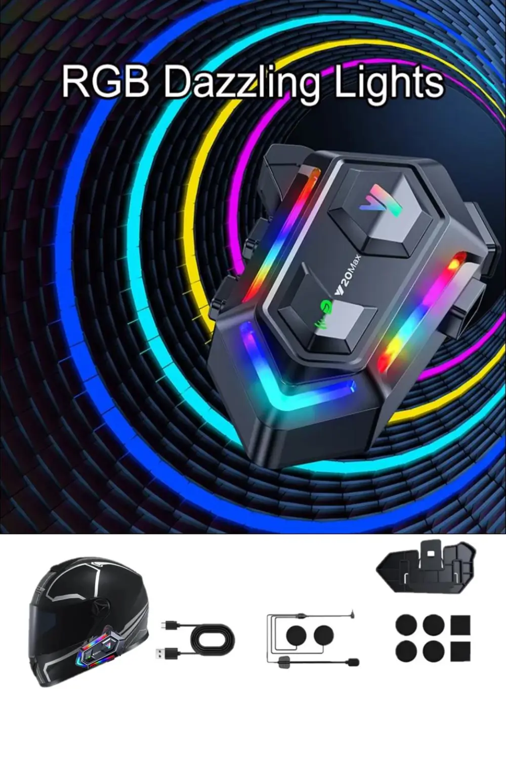 300 Mt Intercom 2 Eşleşmeli Kask Kulaklık Y-20MX Su Geçirmez Blue