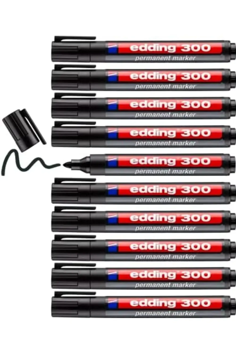 300 permanent markör siyah - 10 kalem - 1,5-3 mm yuvarlak uçlu 11