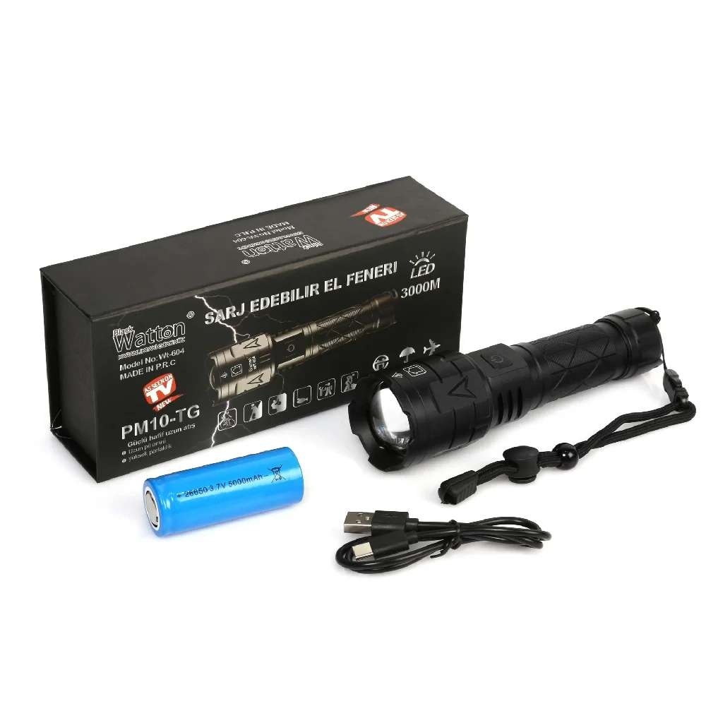 3000 Lümen Güçlü El Feneri Wt-604 3000 Lümen Güçlü El Feneri Wt-604