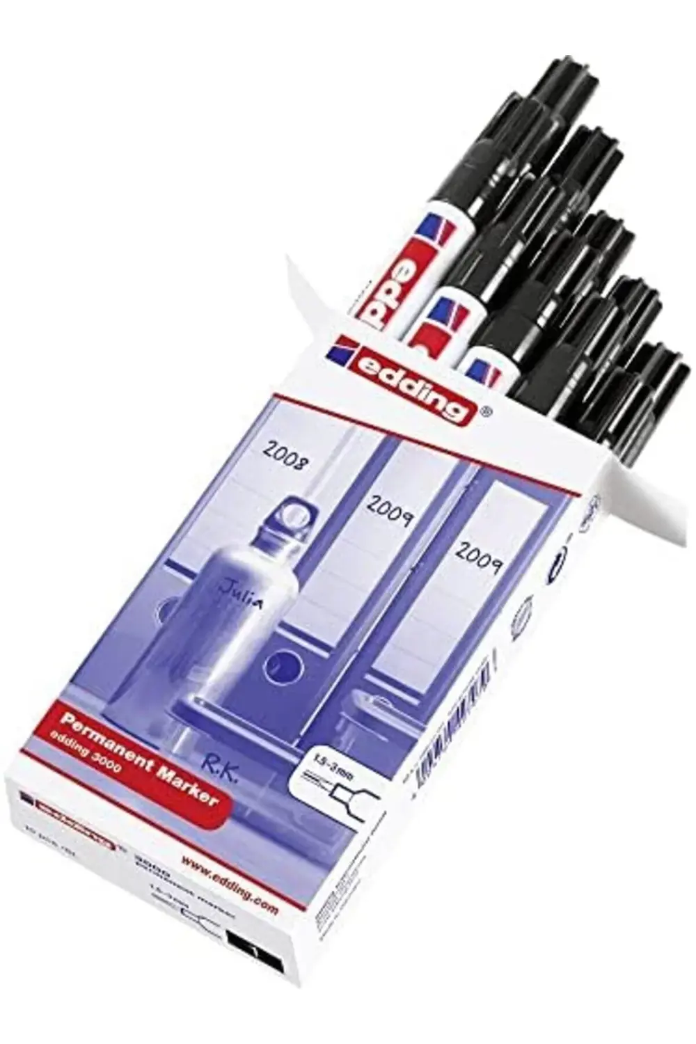 3000 permanent markör siyahı - 10 kalem - 1,5-3 mm yuvarlak uç 11