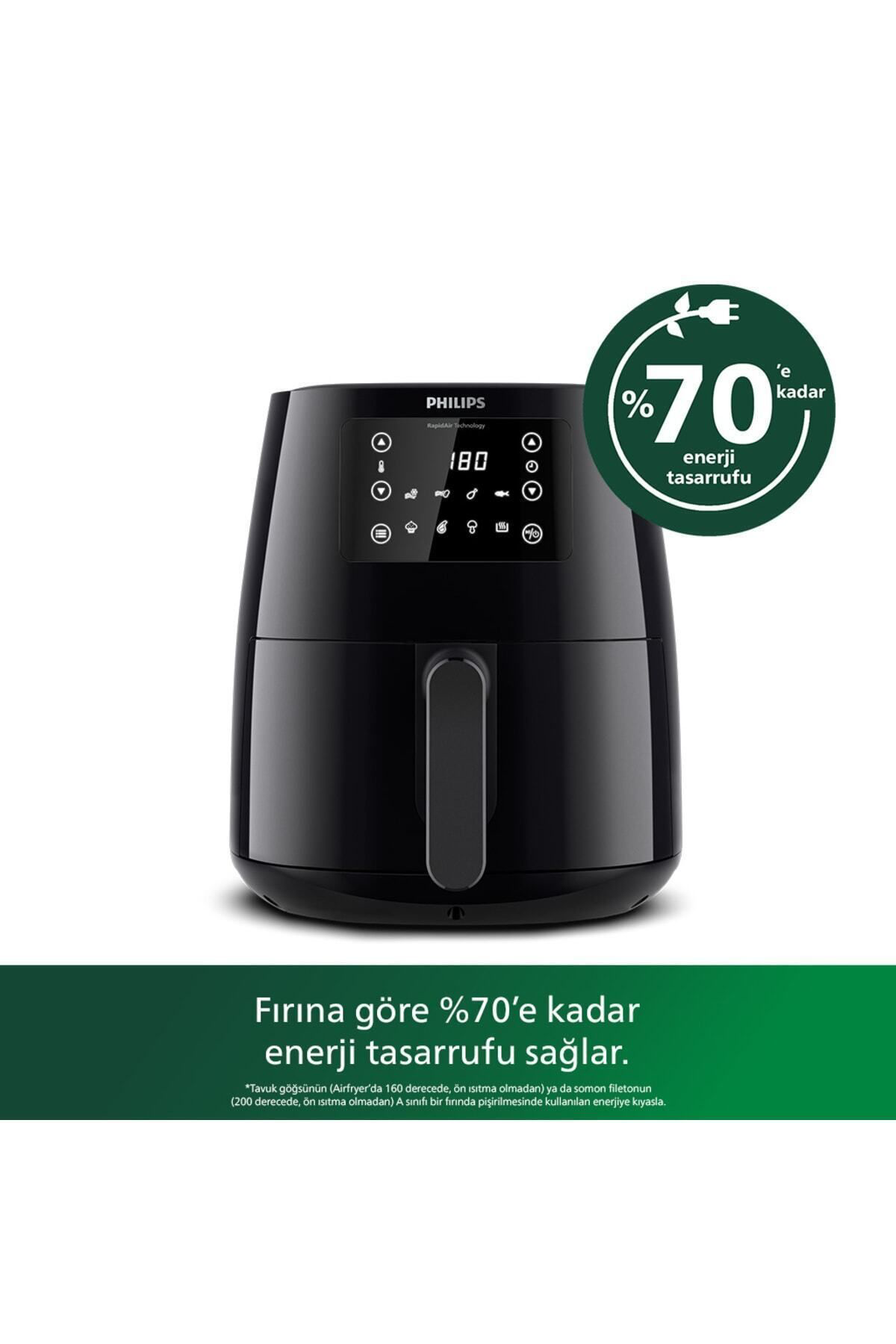 Philips 3000 Serisi L Airfryer, 0.8Kg, 4.1L Kapasiteli Hazne, Siyah, Hd92