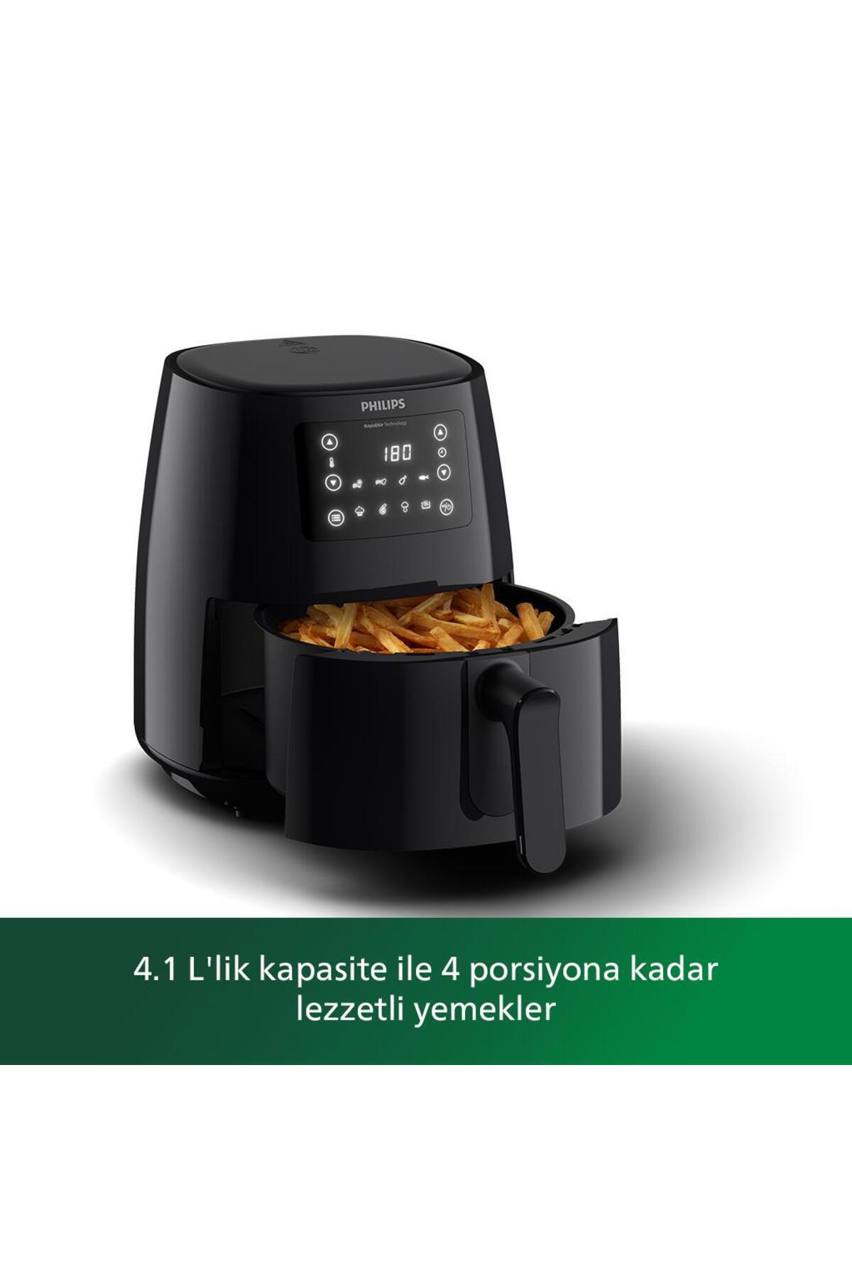 3000 Serisi L Airfryer, 0.8kg, 4.1L Kapasiteli Hazne, Siyah, HD92