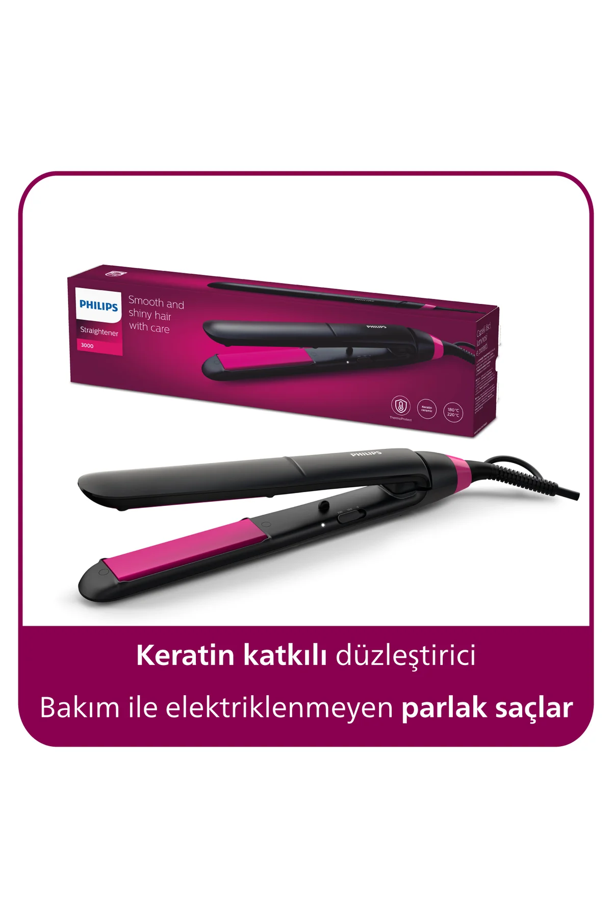 3000 Serisi Saç Düzleştirici, Keratin Katkılı, ThermoProtect Teknolojisi, BHS375/00 3000 Serisi Saç Düzleştirici, Keratin Katkılı, ThermoProtect Teknolojisi, BHS375/00