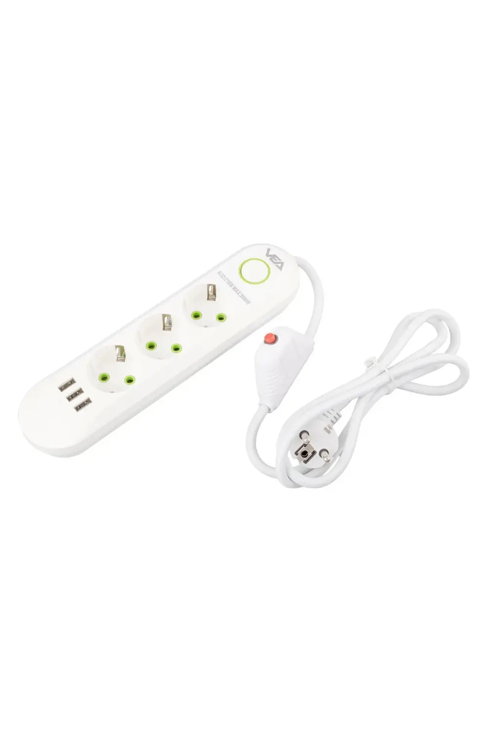 3000 Watt Yüksek Güç 1.5 Metre 3'lü Akım Korumalı Priz Ve 3'lü Us