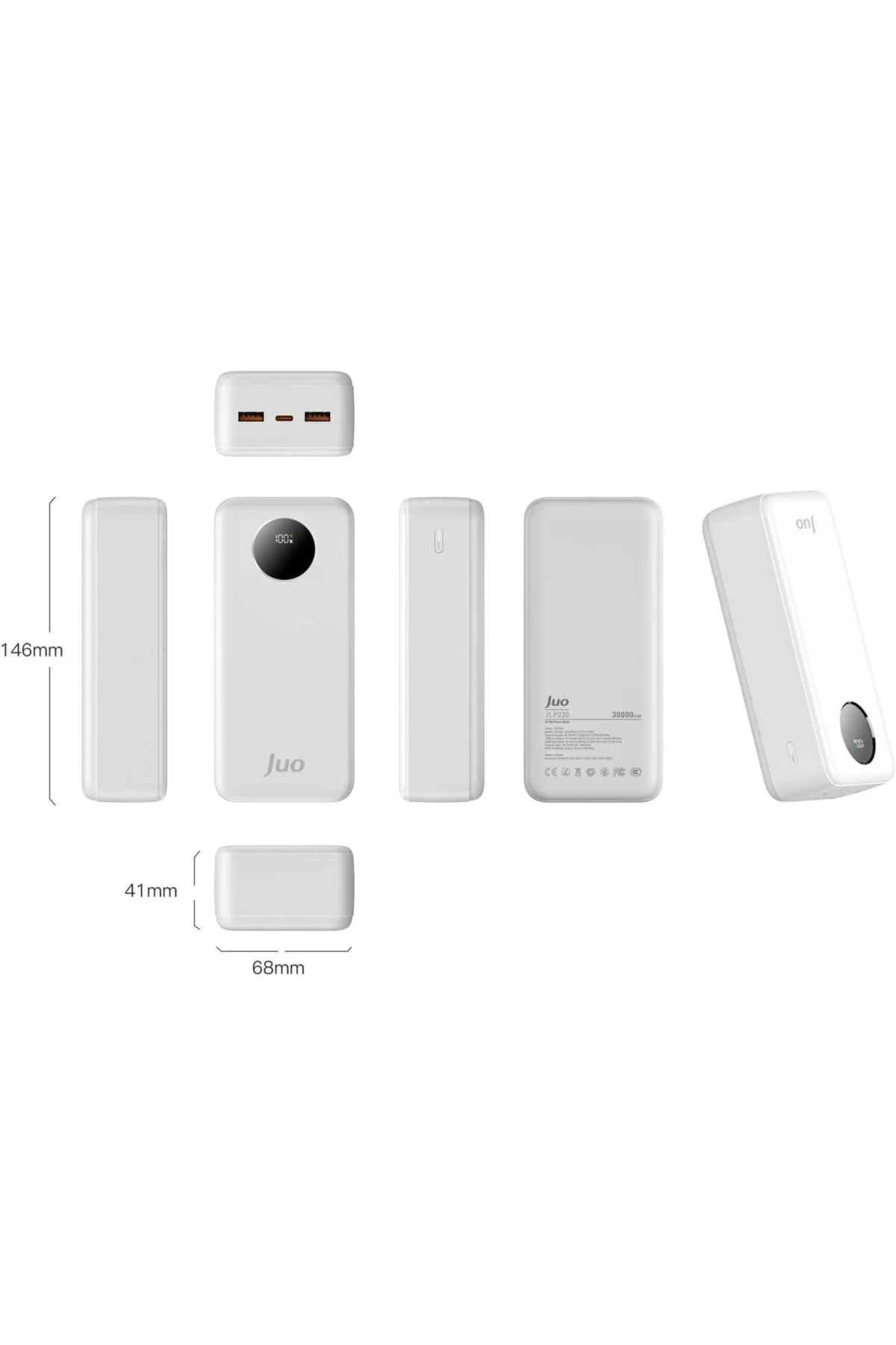 30000mAh 22.5W Dijital Led Ekranlı Taşınabilir Hızlı Şarj Cihazı 