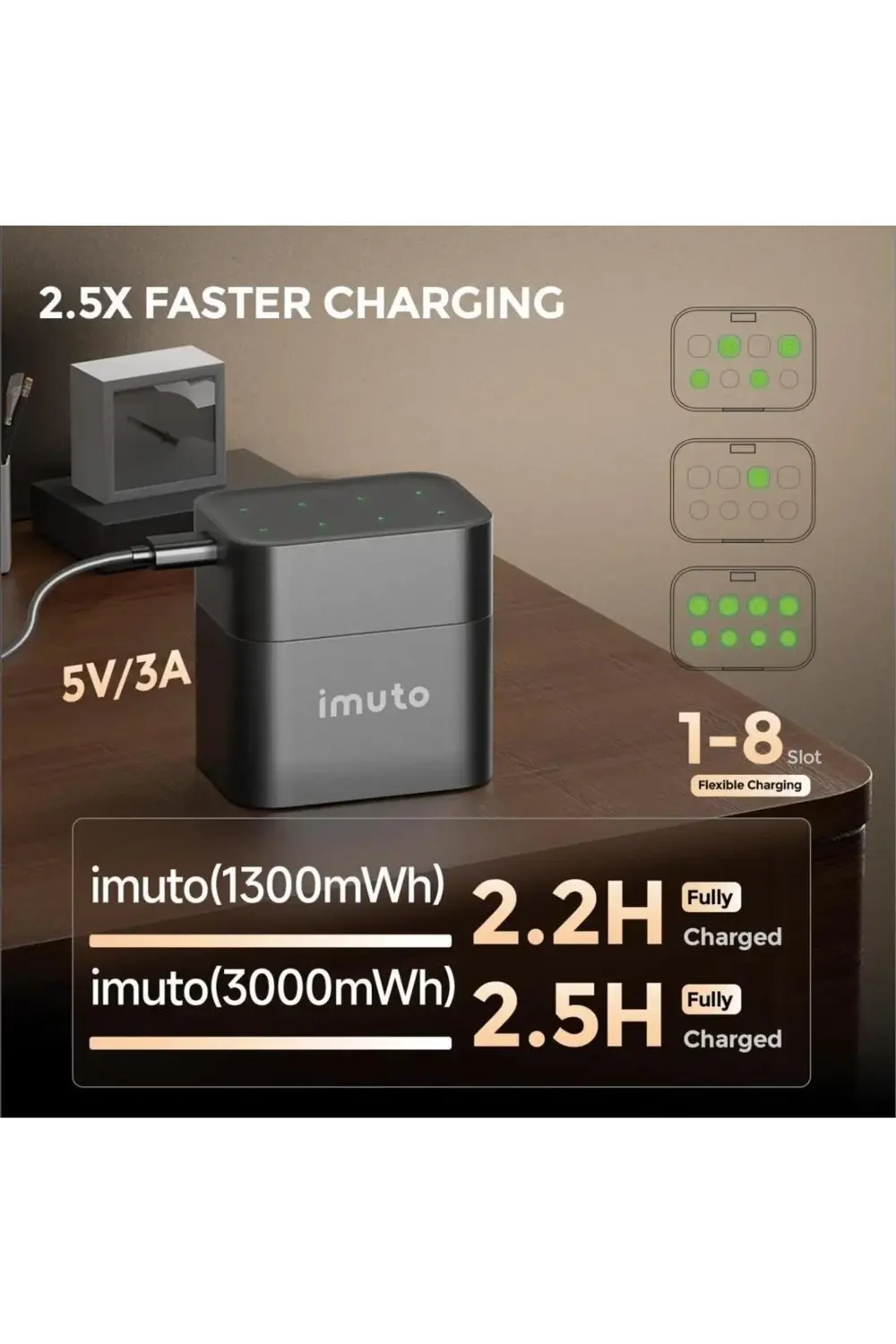 3000mWh AA & 1300mWh AAA Lityum Şarjlı Pil Seti (4+4) Yuvalı Şarj