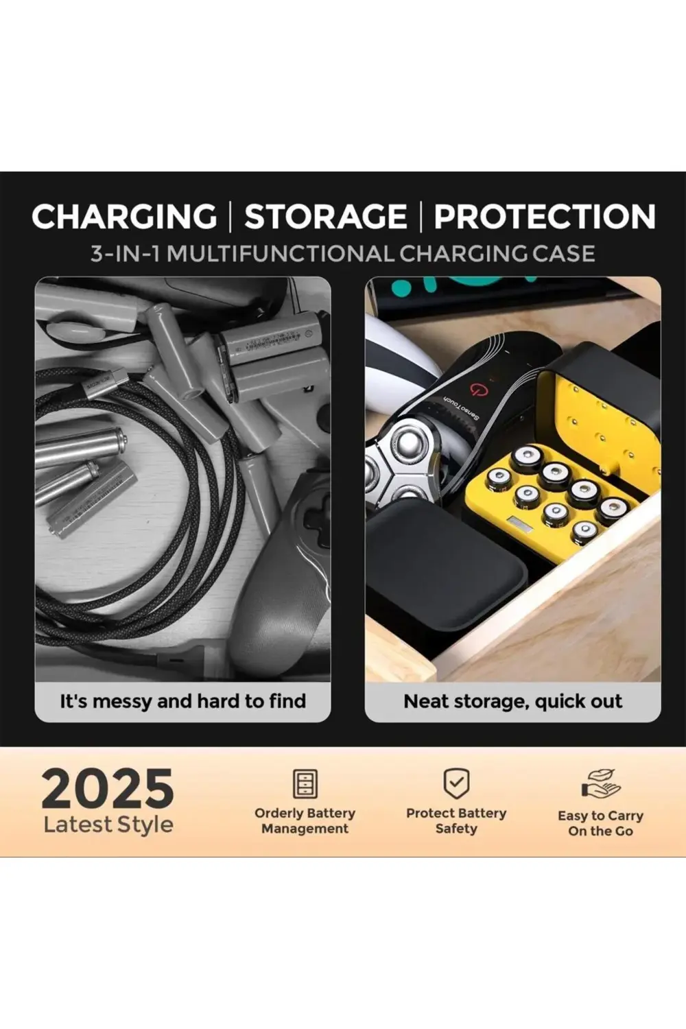 3000mWh AA & 1300mWh AAA Lityum Şarjlı Pil Seti (4+4) Yuvalı Şarj