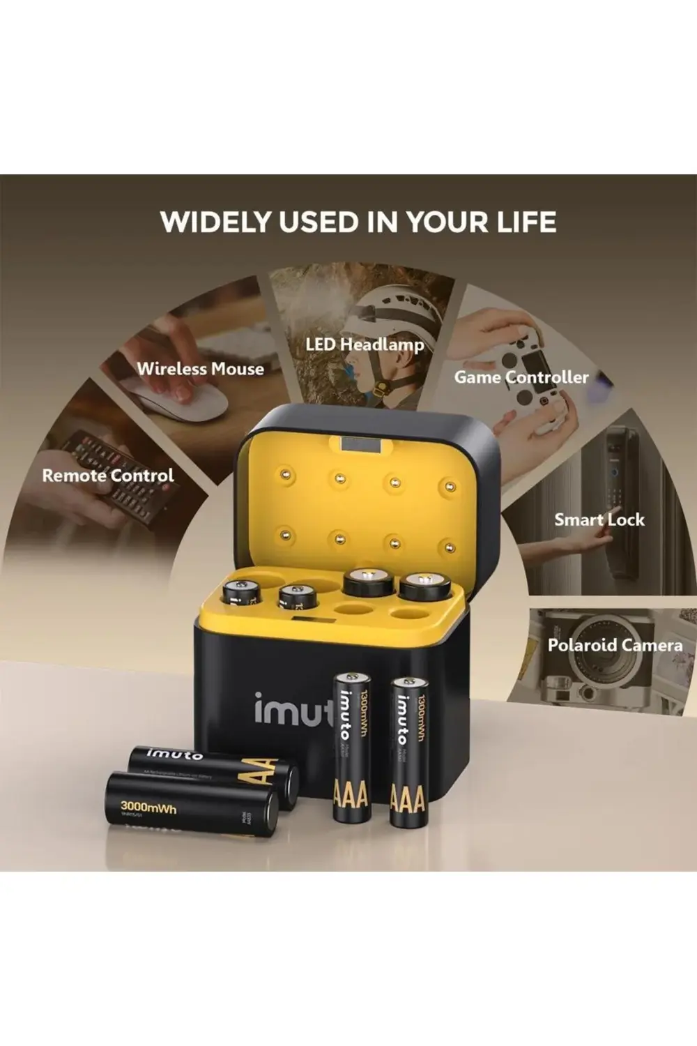 3000mWh AA & 1300mWh AAA Lityum Şarjlı Pil Seti (4+4) Yuvalı Şarj