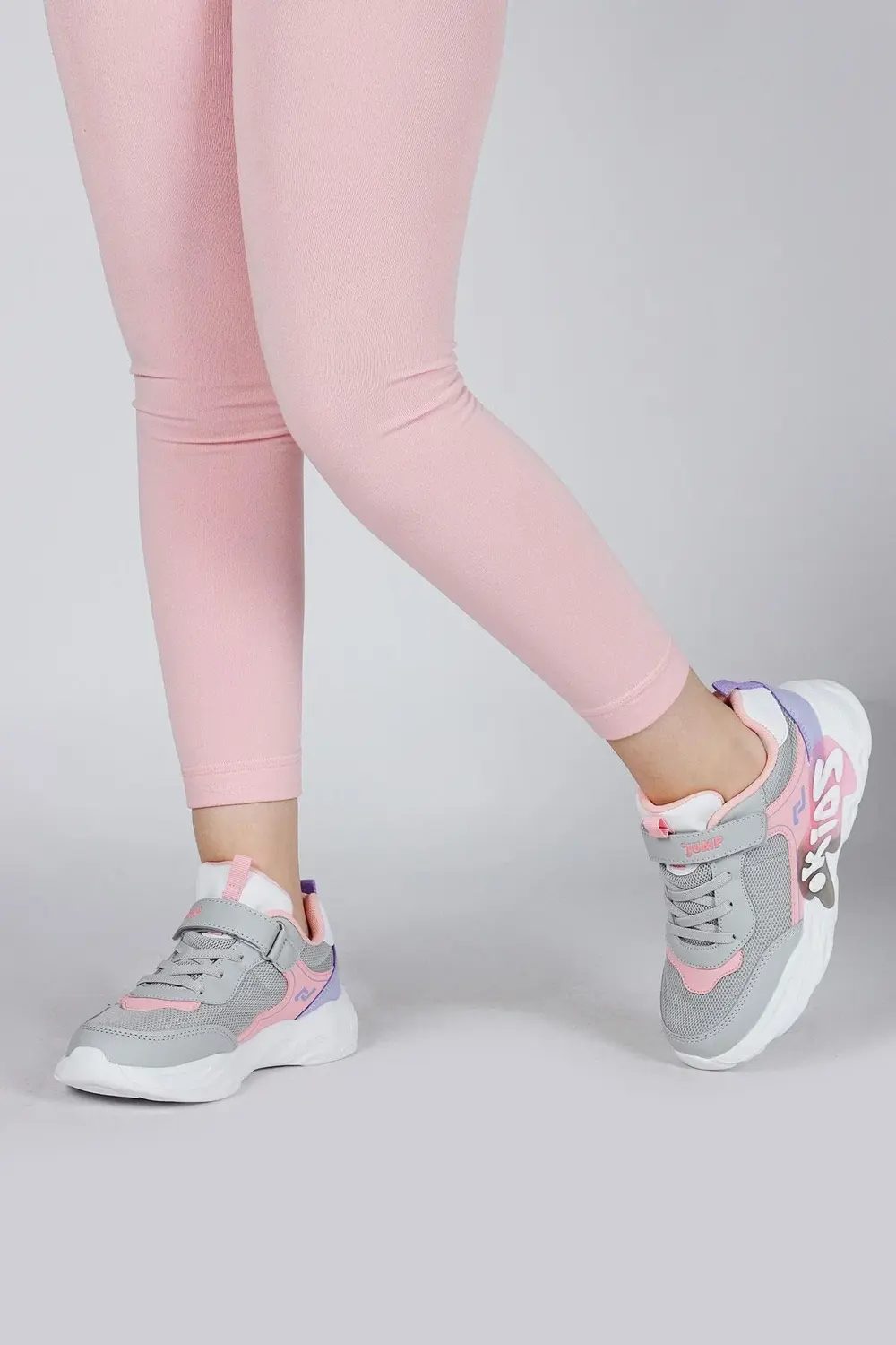 30013 Açık Gri - Pembe Kız Çocuk Sneaker Günlük Spor Ayakkabı