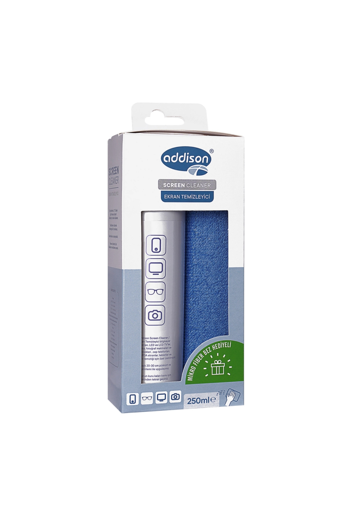 300871, Ekran Temizleyici Sprey 250ml. Microfiber Bez İle Birlikt