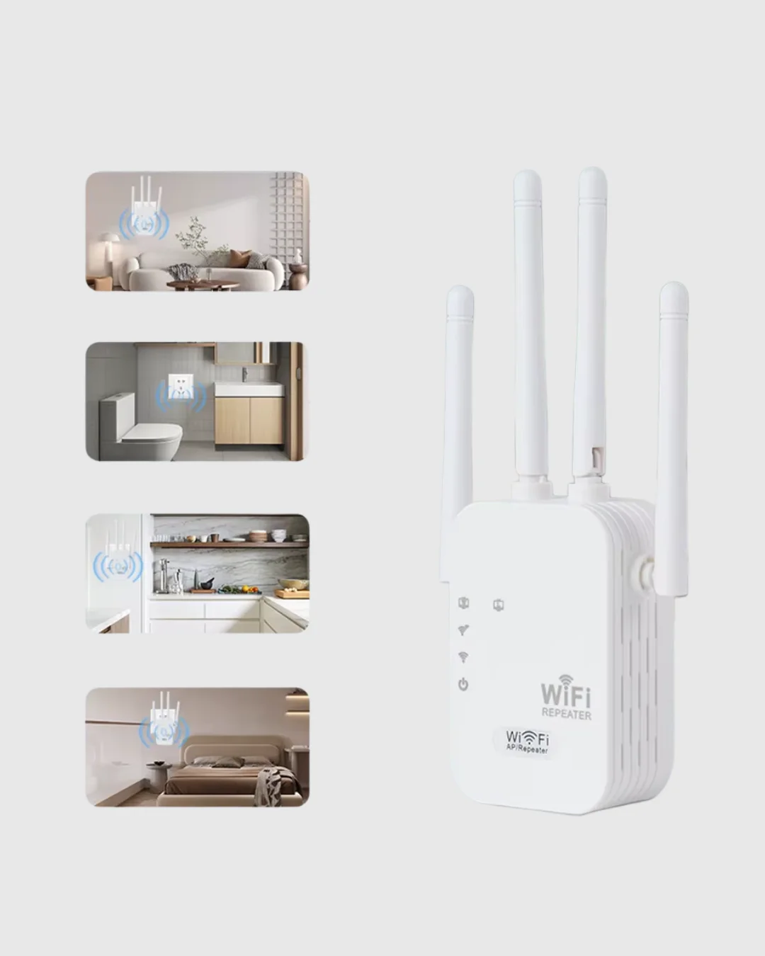300Mbps WiFi Menzil Genişletici 4 Antenli WPA3 Güvenlikli Priz Ti