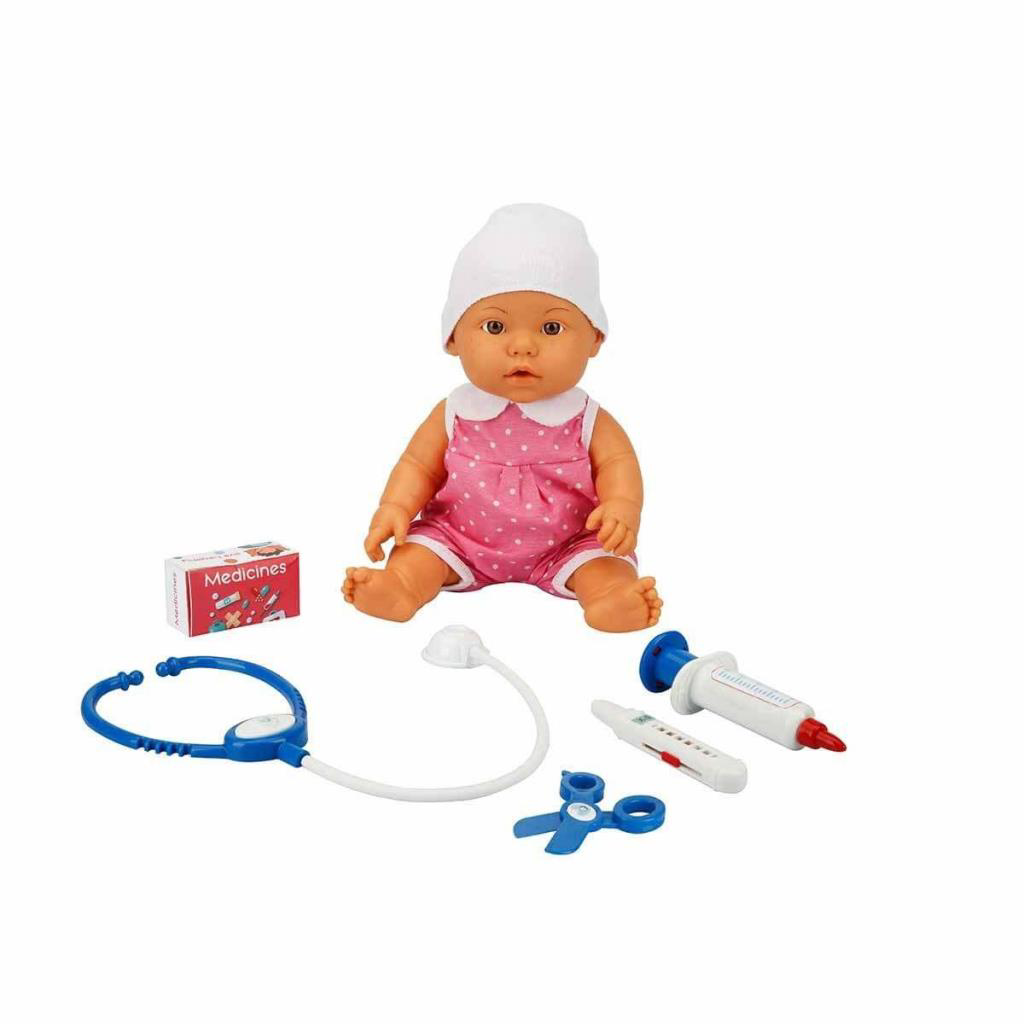 30111 Bebelou Doktor Zamanı Sesli Bebek Seti 35 cm -