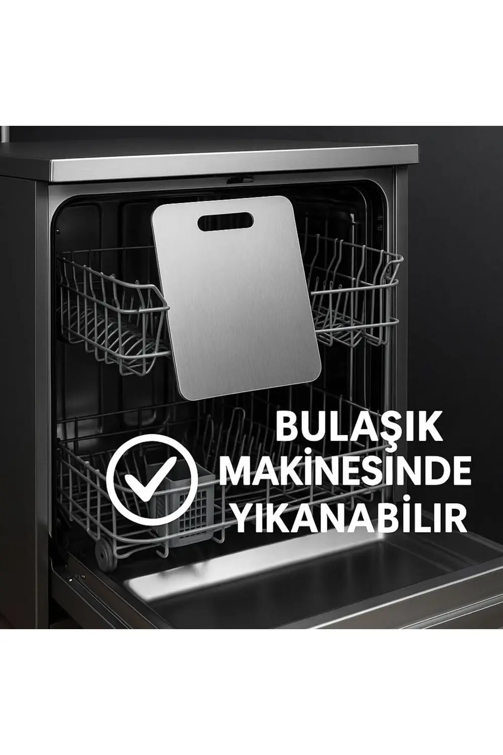 304 Kalite Paslanmaz Çelik Kesme Tahtası Bakteri Üretmeyen 34x23