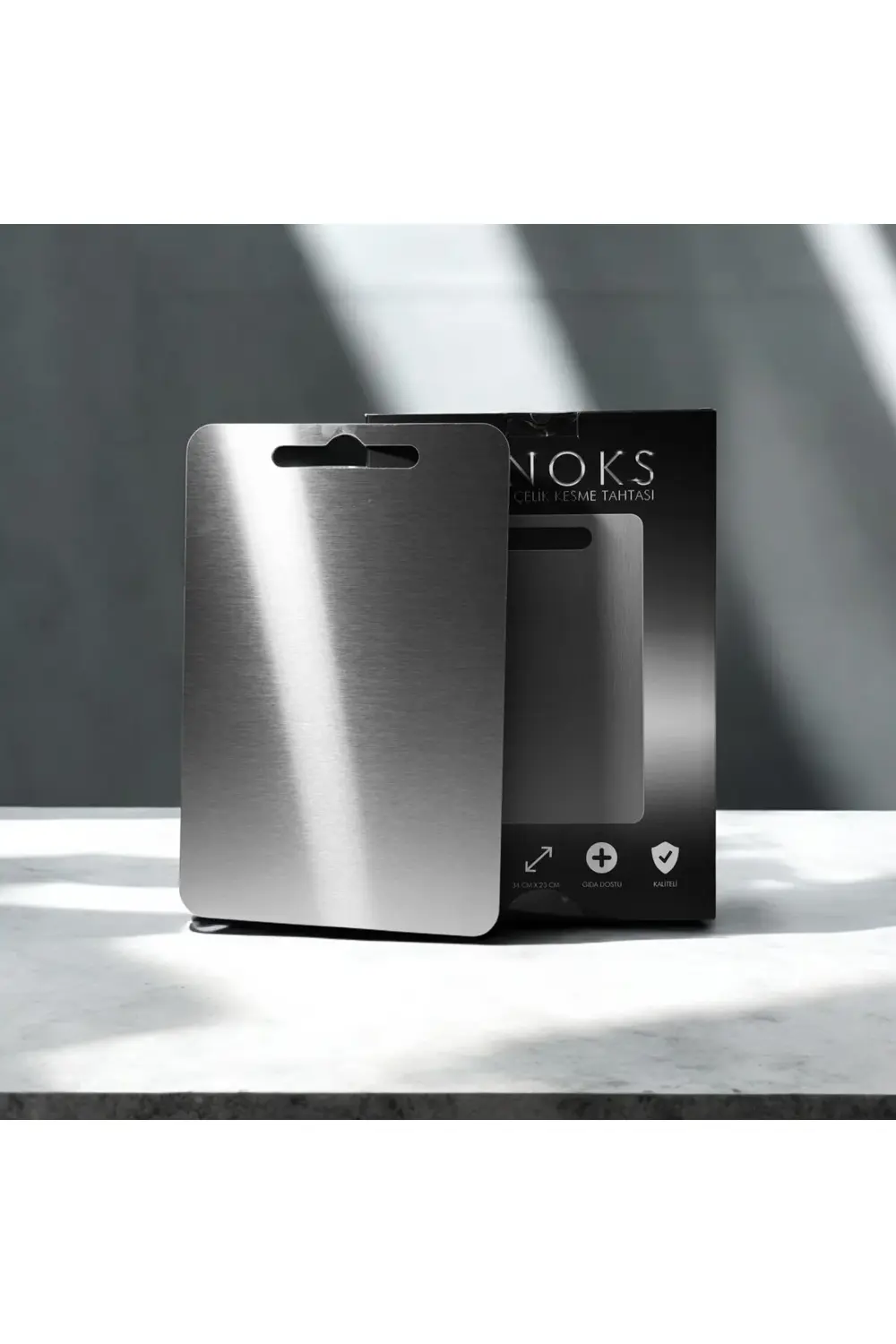 304 Kalite Paslanmaz Çelik Kesme Tahtası Bakteri Üretmeyen 34x23