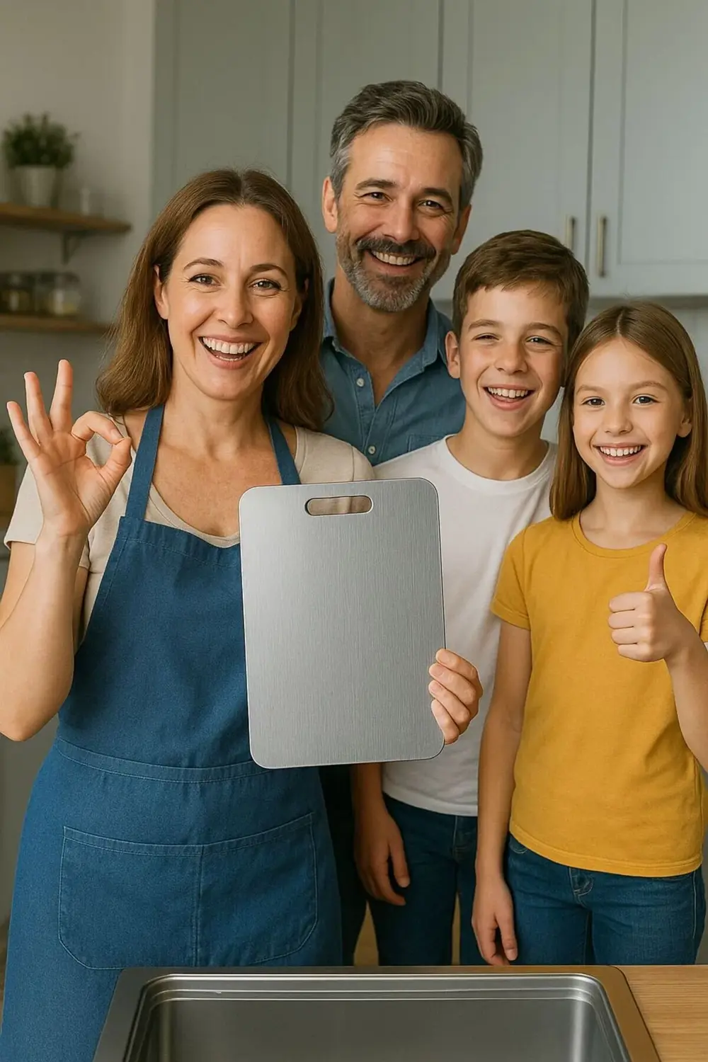 304 Kalite Paslanmaz Çelik Kesme Tahtası Bakteri Üretmeyen 34x23