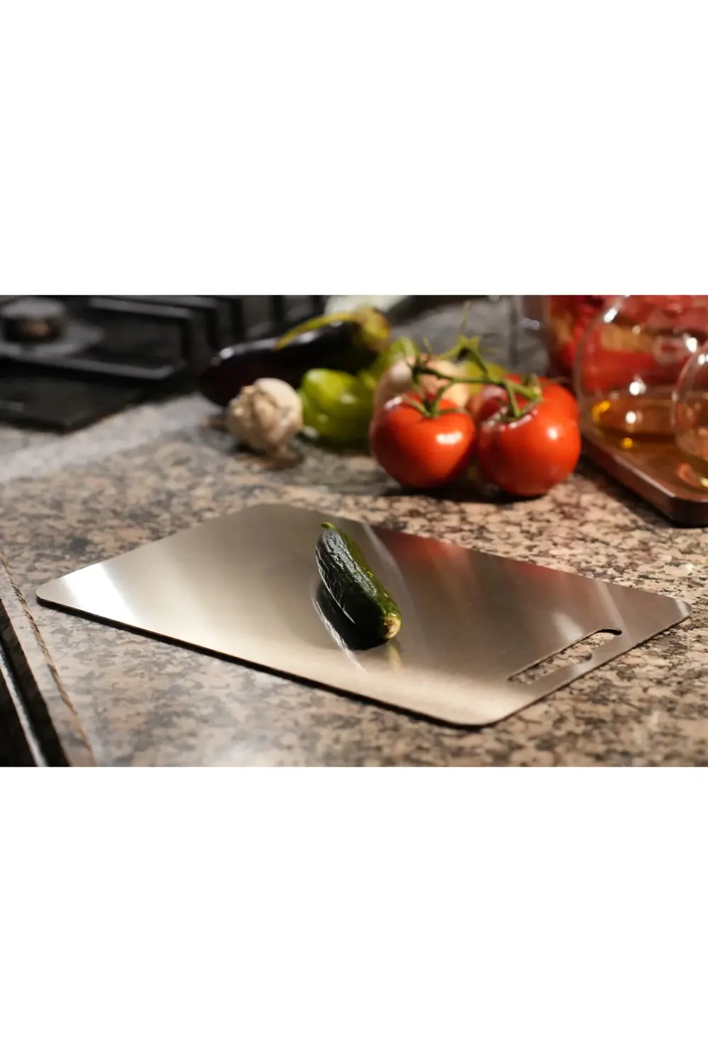 304 Kalite Paslanmaz Çelik Kesme Tahtası Bakteri Üretmeyen 34x23