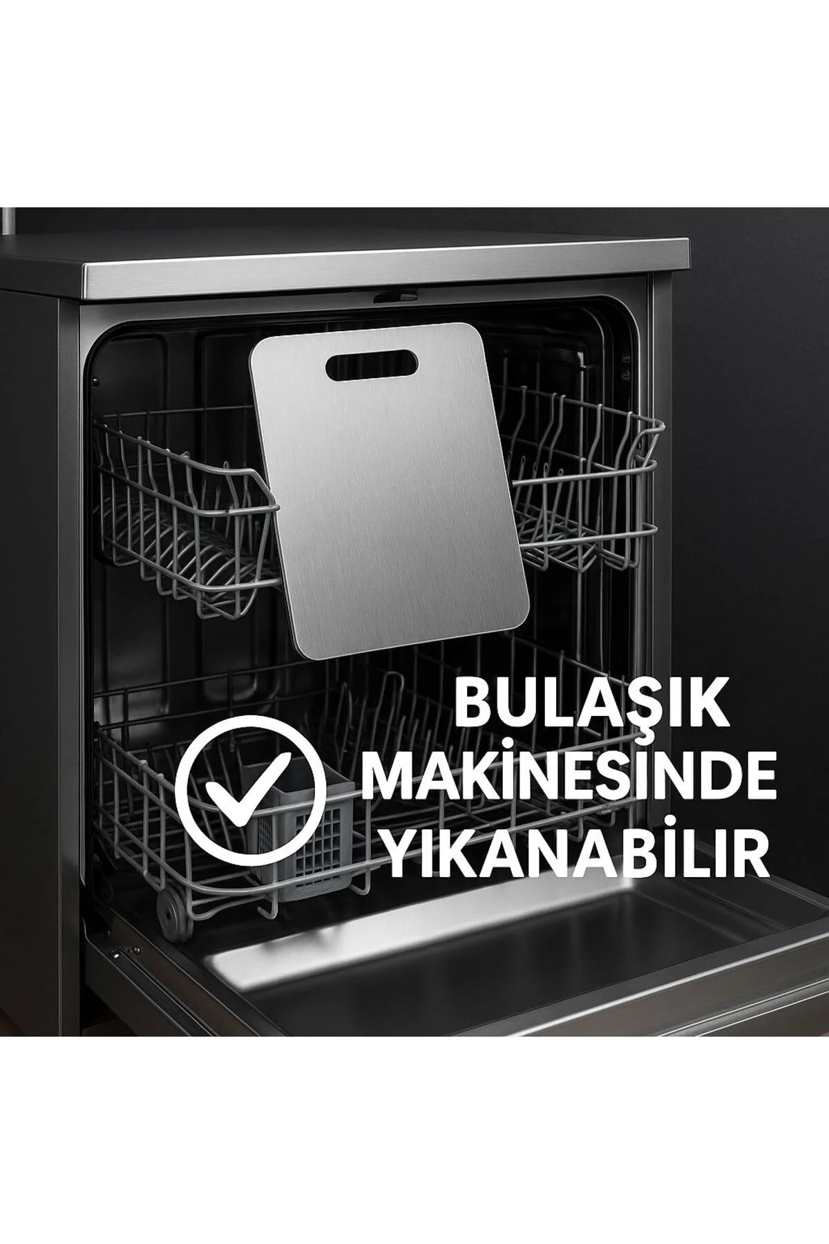 304 Kalite Paslanmaz Çelik Kesme Tahtası Bakteri Üretmeyen 34x23 