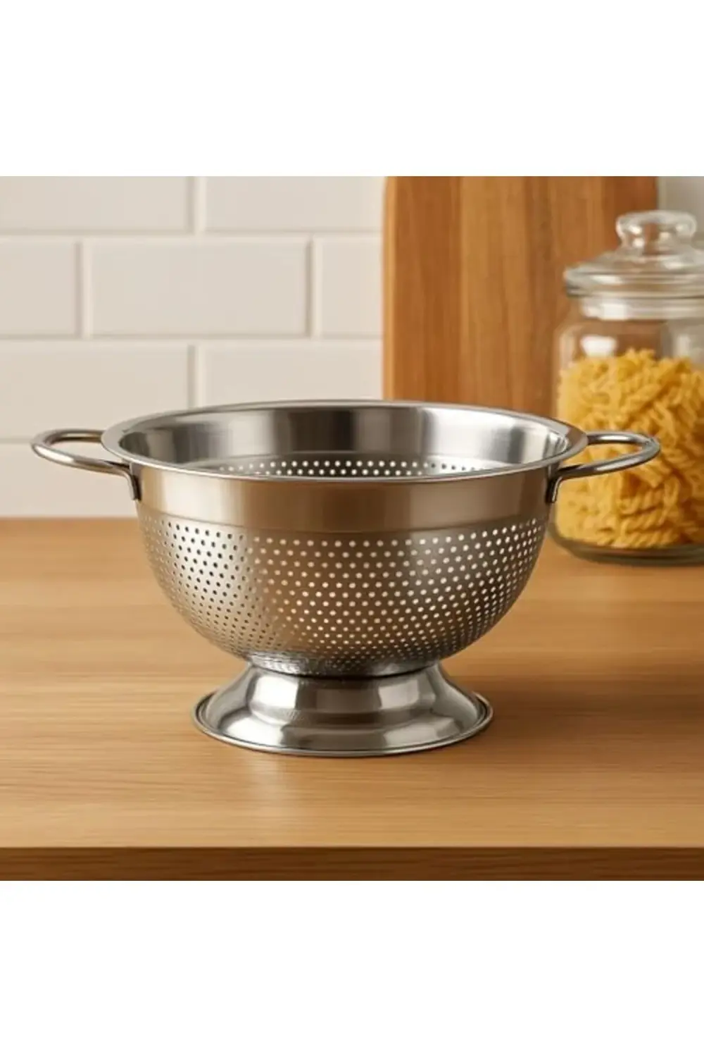 304 Paslanmaz Çelik Süzgeç - Kulplu Ayaklı Tasarım | Makarna, Seb