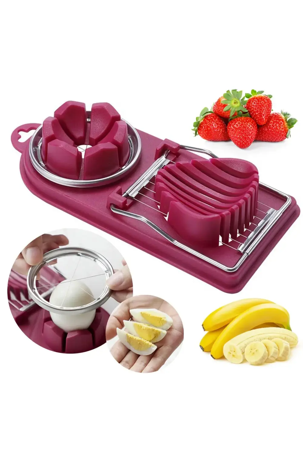 304 Paslanmaz Çelik Yumurta Muz Çilek Salata  Dilimleme Doğrama K