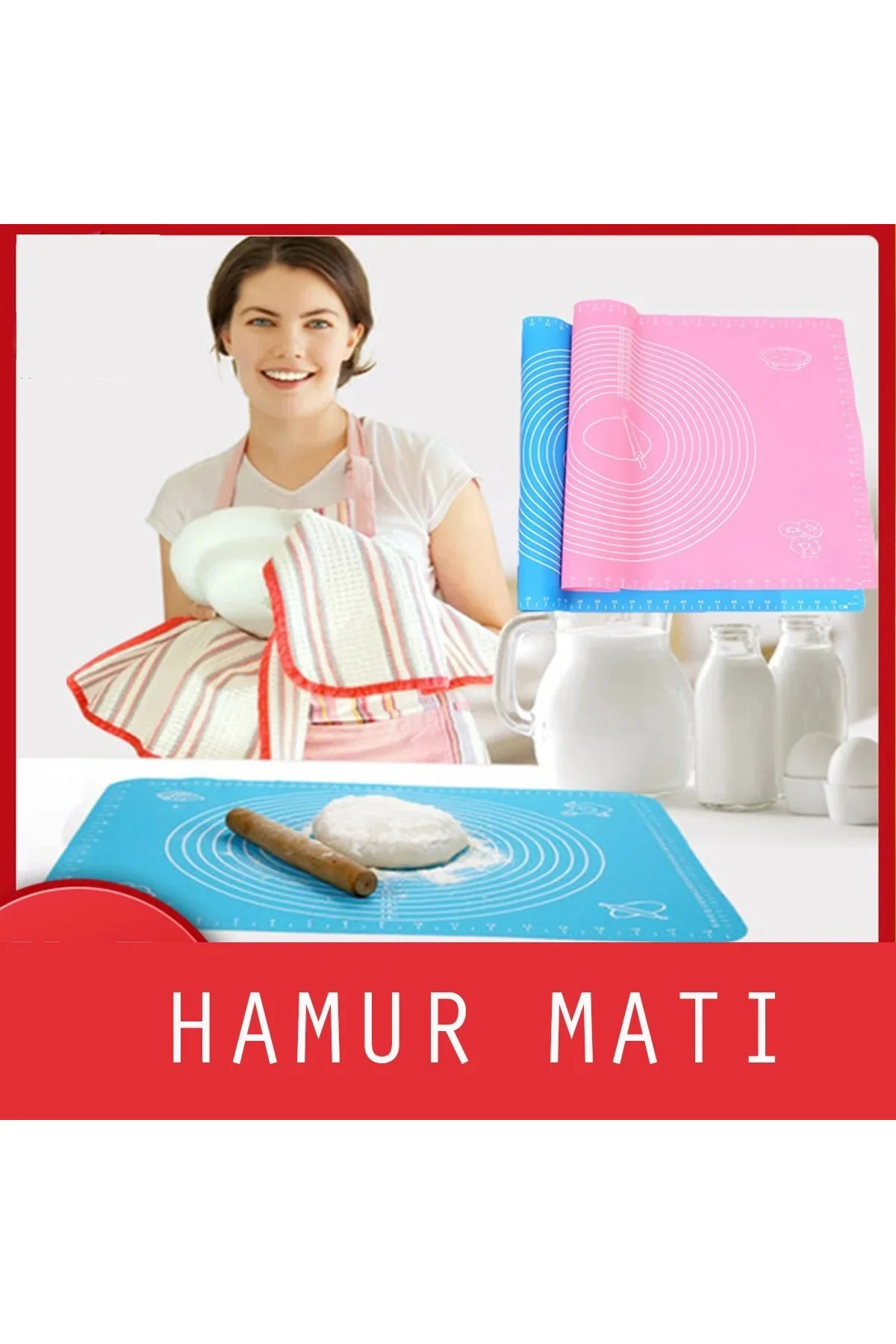 30*40 cm Hamur Matı Silikon Ölçekli Kullanımı Kolay Hamur Açma Matı